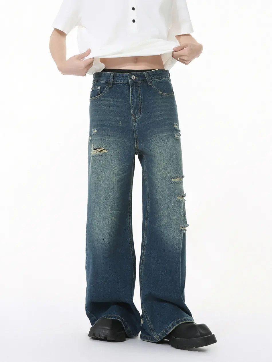 Japanese Brand Retro loose high street ripped jeans Size US 32 / EU 48 - 6 Thumbnail