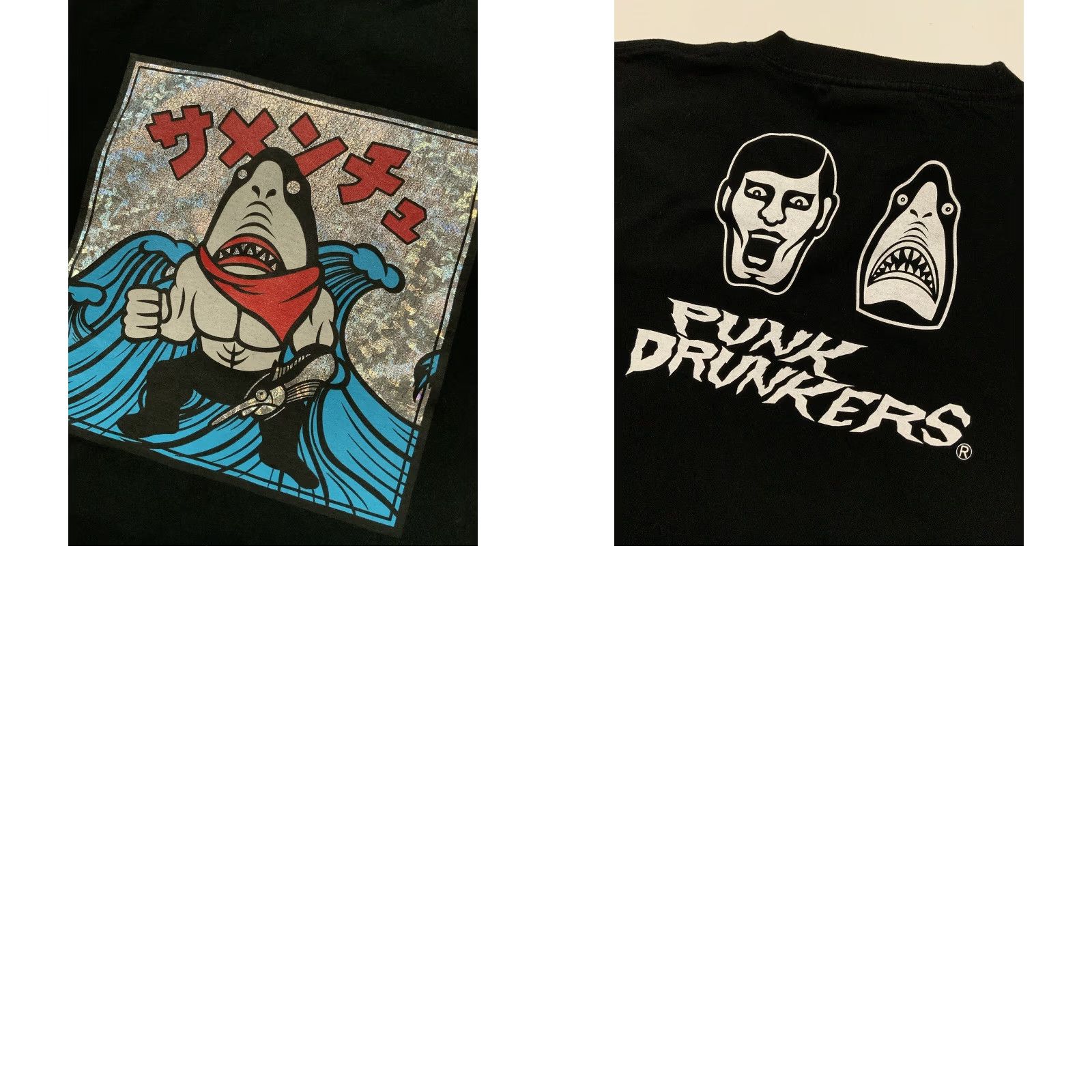 Vintage VINTAGE Punk Drunkers Heroes Munchie Samenchu Shark Sofubi Japan Exclusive T-Shirt XL Black Mens Size US XL / EU 56 / 4 - 8 Thumbnail
