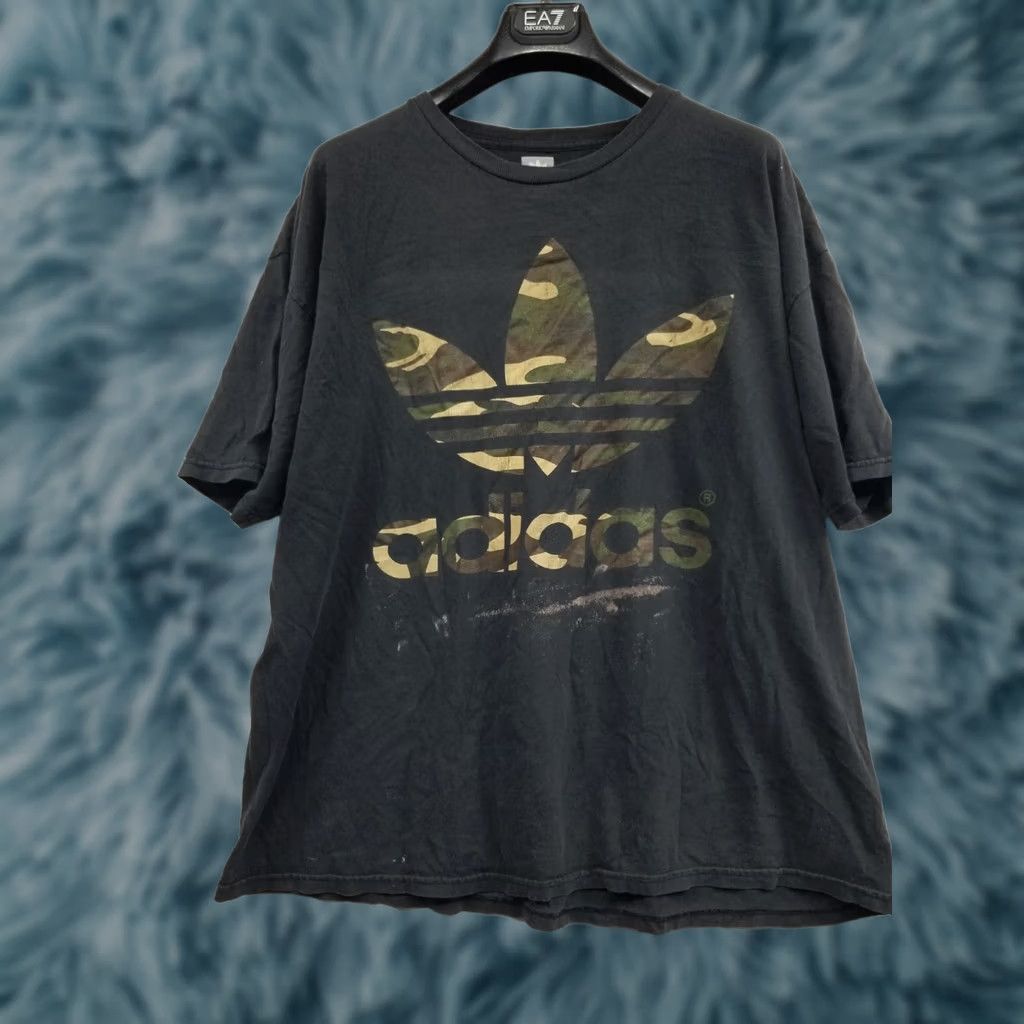 Adidas Adidas Men T-Shirt XL Black Logo Short Sleeve Tee See Pics Camouflage Fill Crew Neck Knit Cotton Size US XL / EU 56 / 4 - 1 Thumbnail