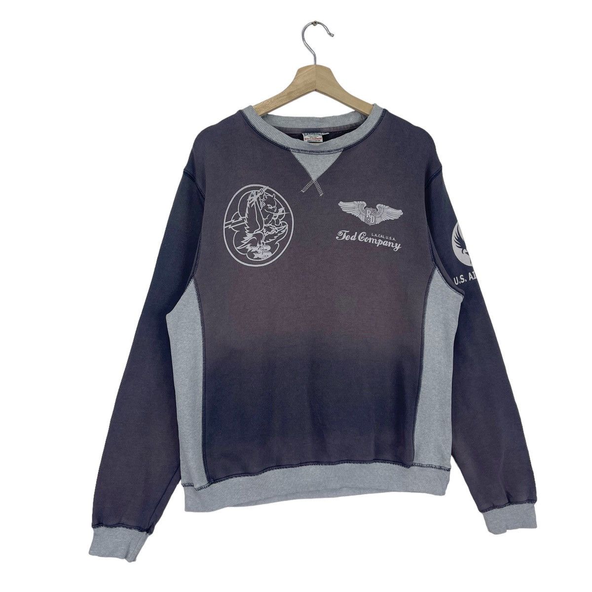 Tedman × Vintage Devil Air Force Black Faded Sweatshirt Size US M / EU 48-50 / 2 - 6 Thumbnail
