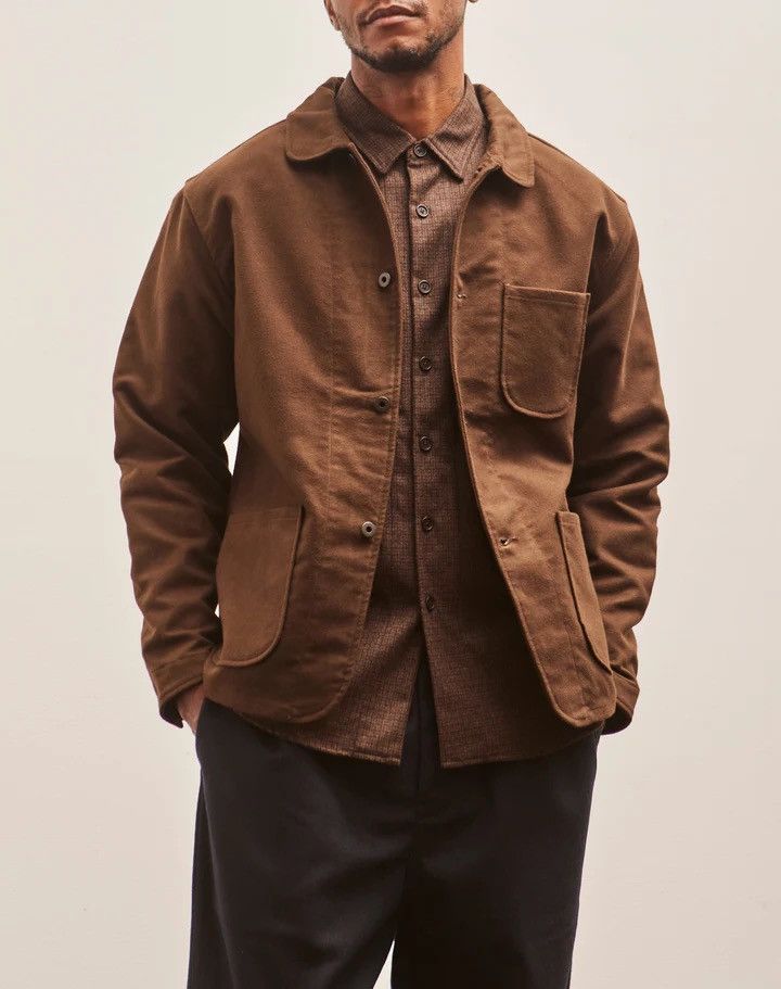 Evan Kinori Three Pocket Jacket Brown Cotton Moleskin