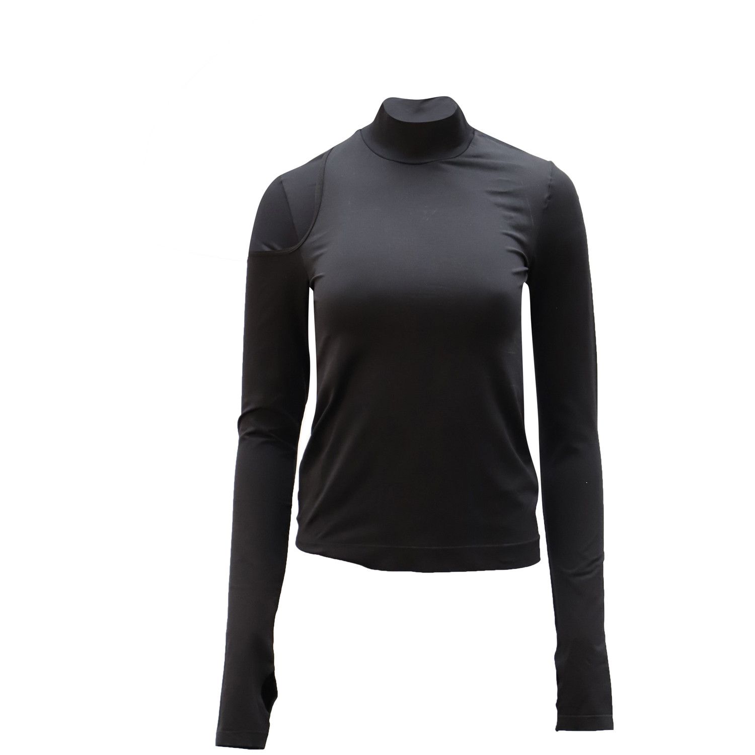 Helmut Lang Helmut Lang Cut-Out Stretch Turtleneck Top in Black Nylon Size XS / US 0-2 / IT 36-38 - 1 Thumbnail