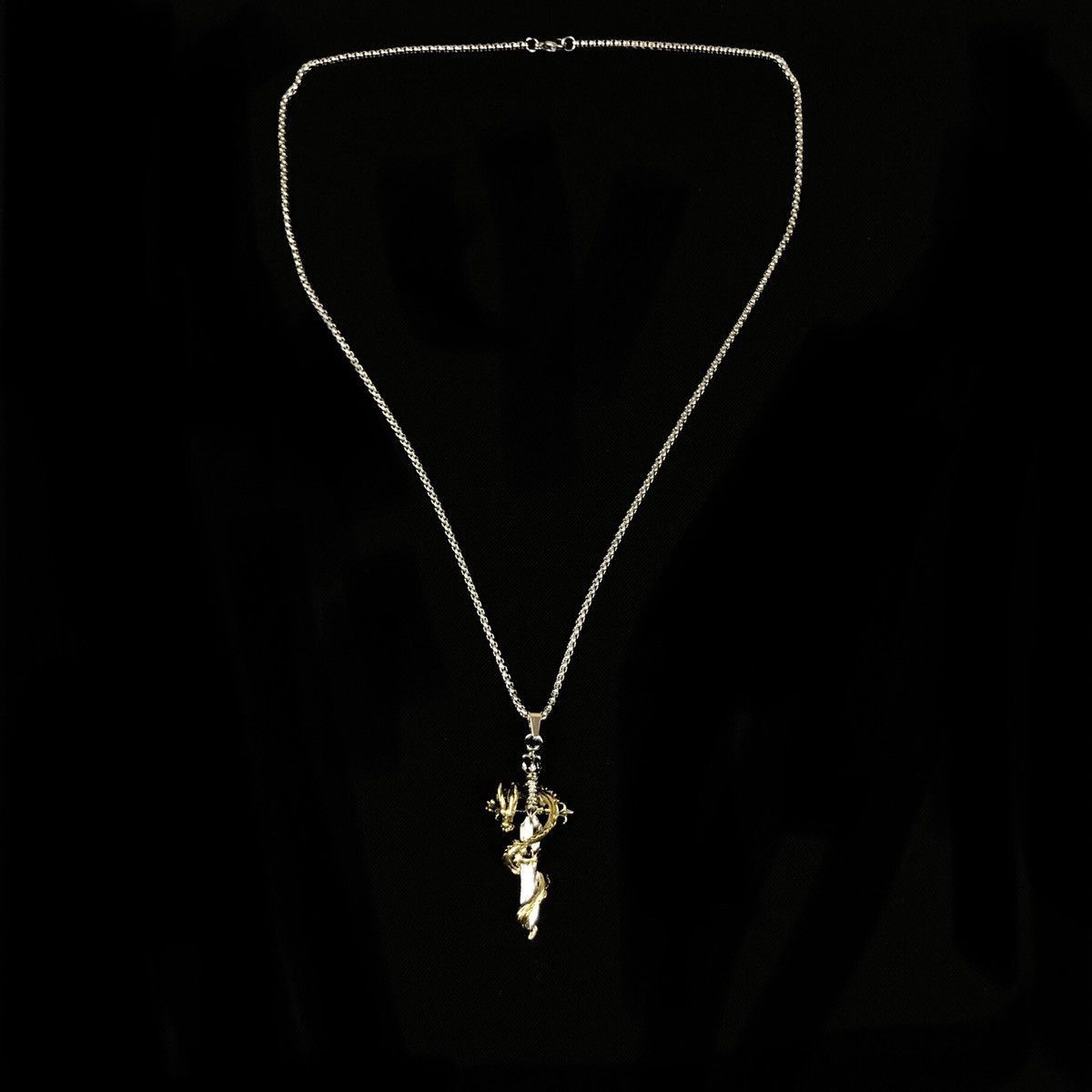 Jewelry Dragon Sword Necklace Punk Chain Size ONE SIZE - 4 Thumbnail