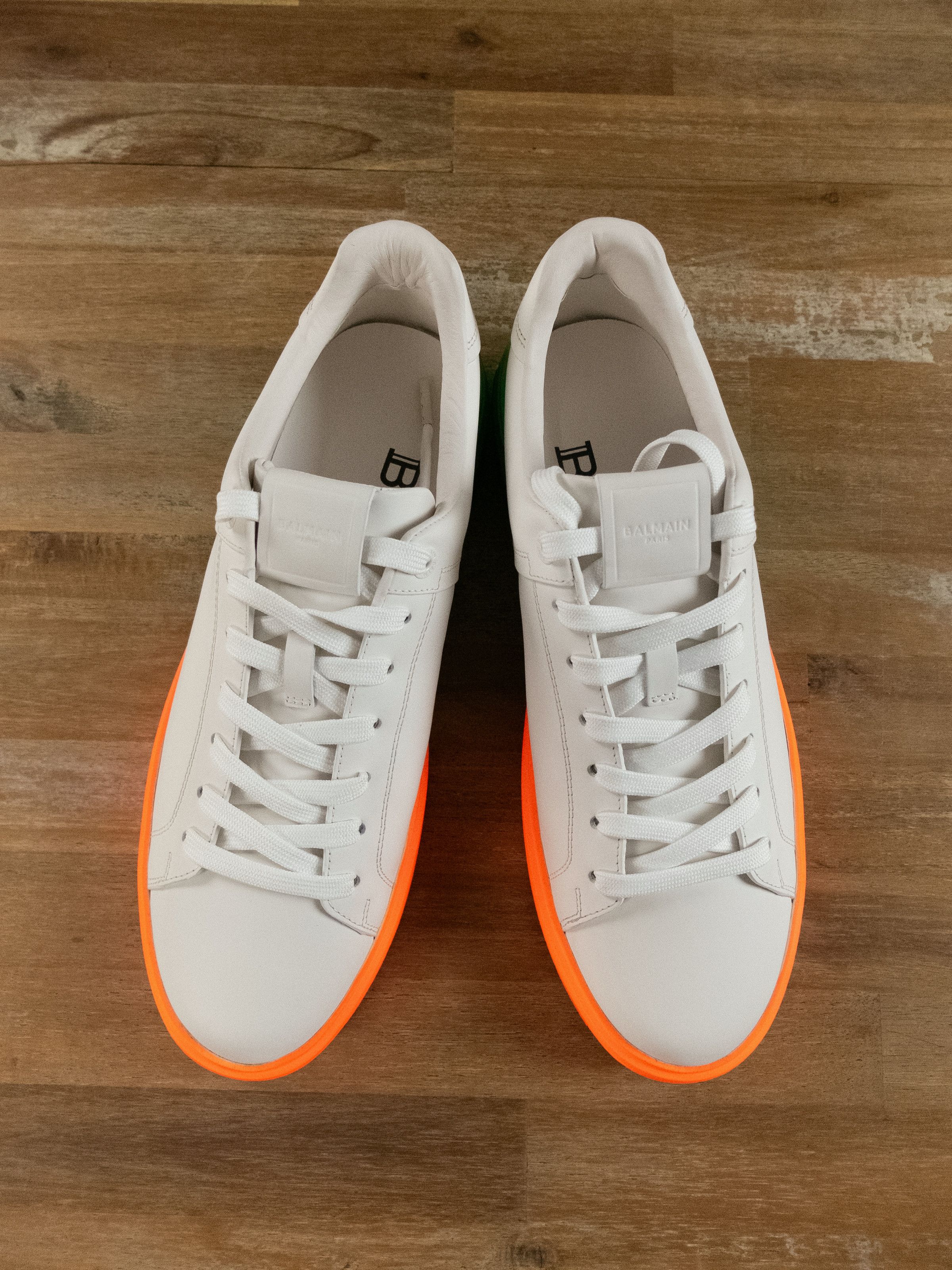 Balmain BALMAIN B-court white colorblock sole leather sneakers 11 44 Size US 11 / EU 44 - 4 Thumbnail