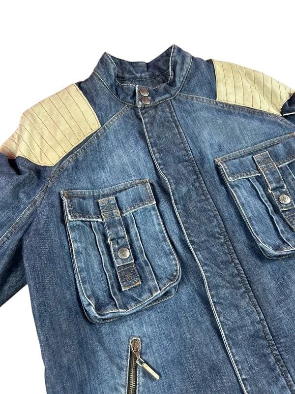 Just Cavalli Just Cavalli Paneled Denim Moto Jacket, Italy, c.2000s Size US S / EU 44-46 / 1 - 4 Thumbnail