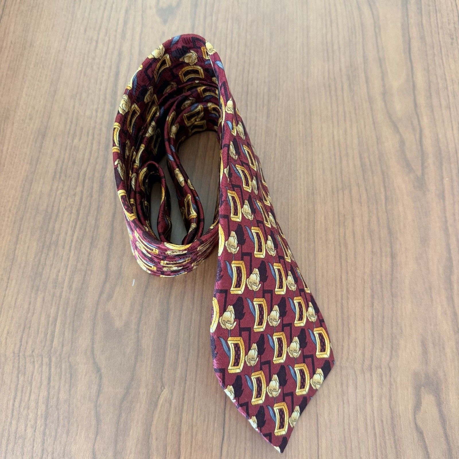 Ermenegildo Zegna Ermenegildo Zegna Silk Tie Burgundy Geometric Abstract 58" Size ONE SIZE - 3 Thumbnail