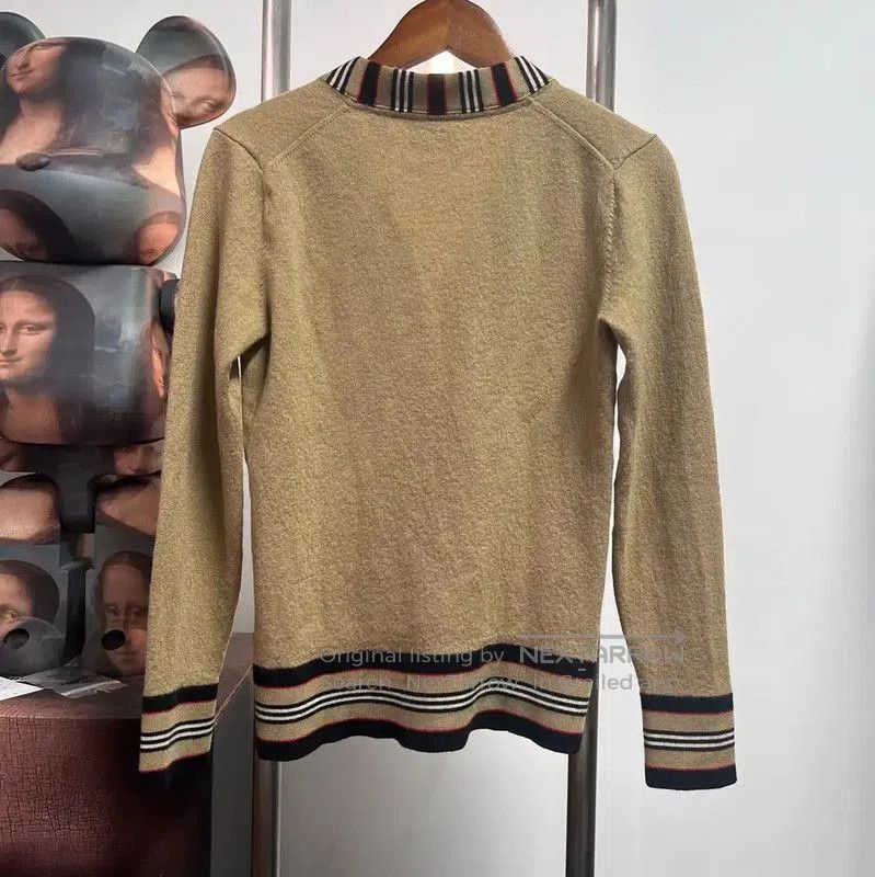 Burberry Burberry Brown Women's Cardigan with Striped Trim. Size S / US 4 / IT 40 - 2 Thumbnail
