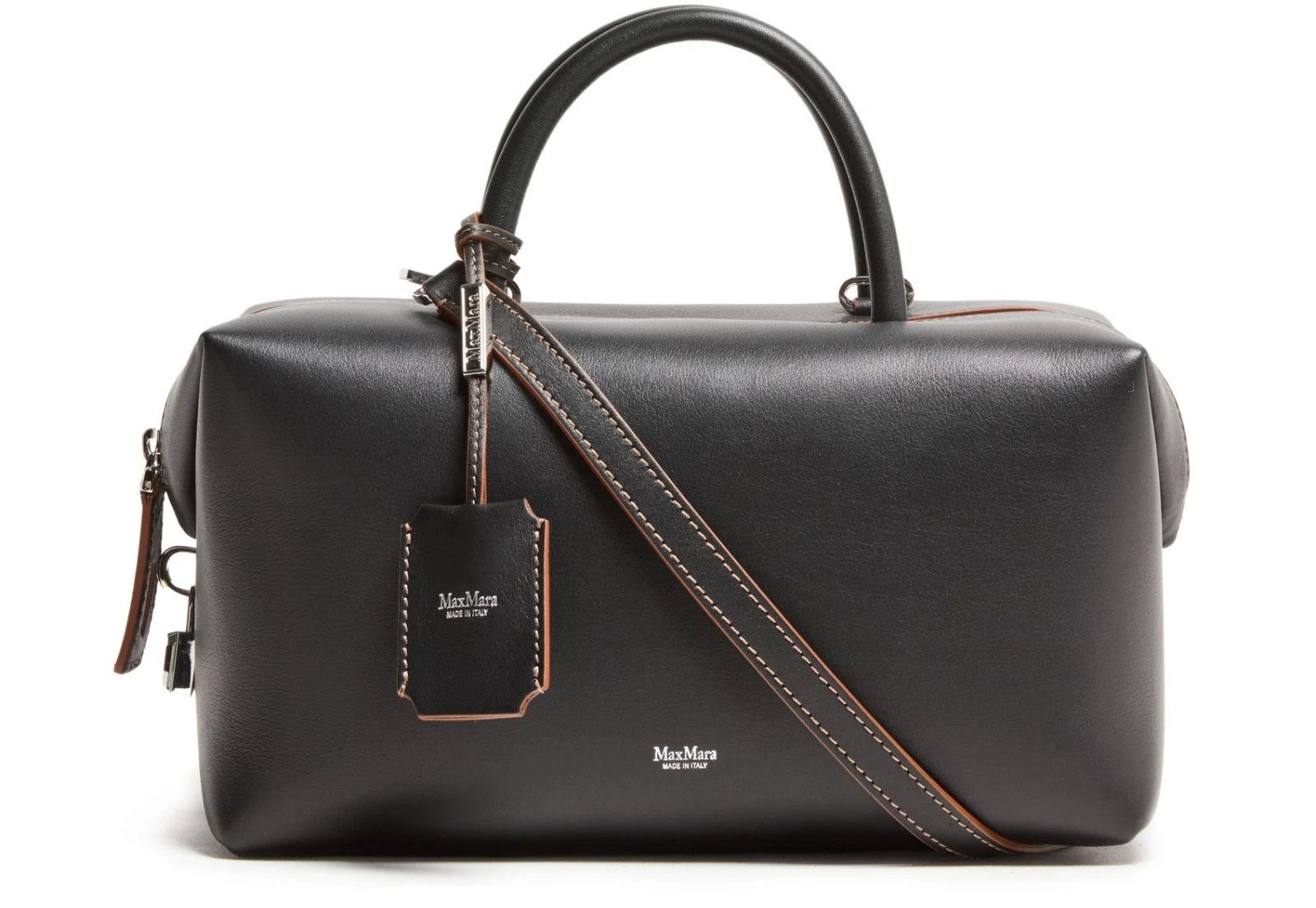 Max Mara MAX MARA Medium Black Leather Top Handle Holdall New Size ONE SIZE - 1 Thumbnail