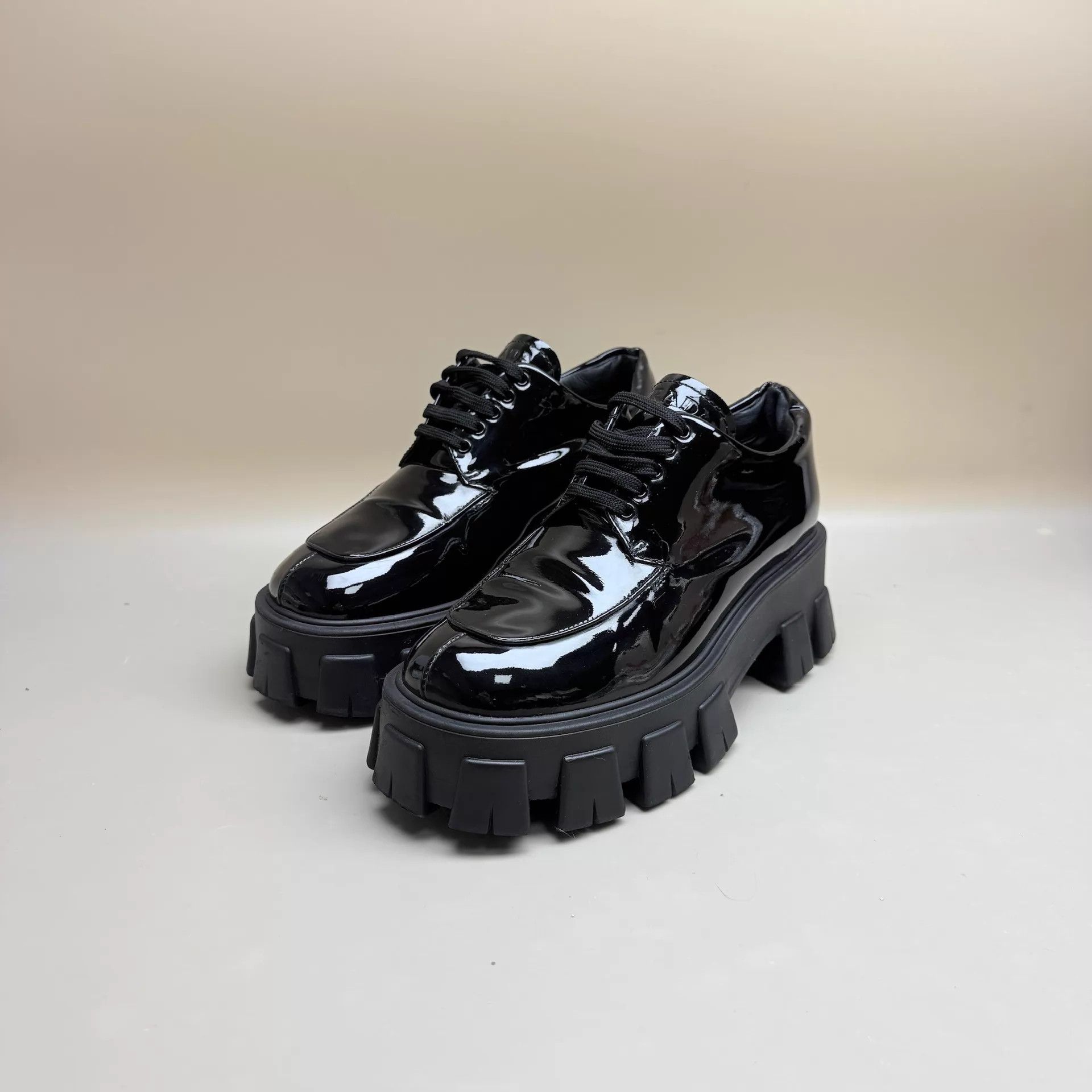 Prada Prada Women's Black Patent Platform Gear Shoe 95 New 36.5 Size US 6 / IT 36 - 1 Thumbnail