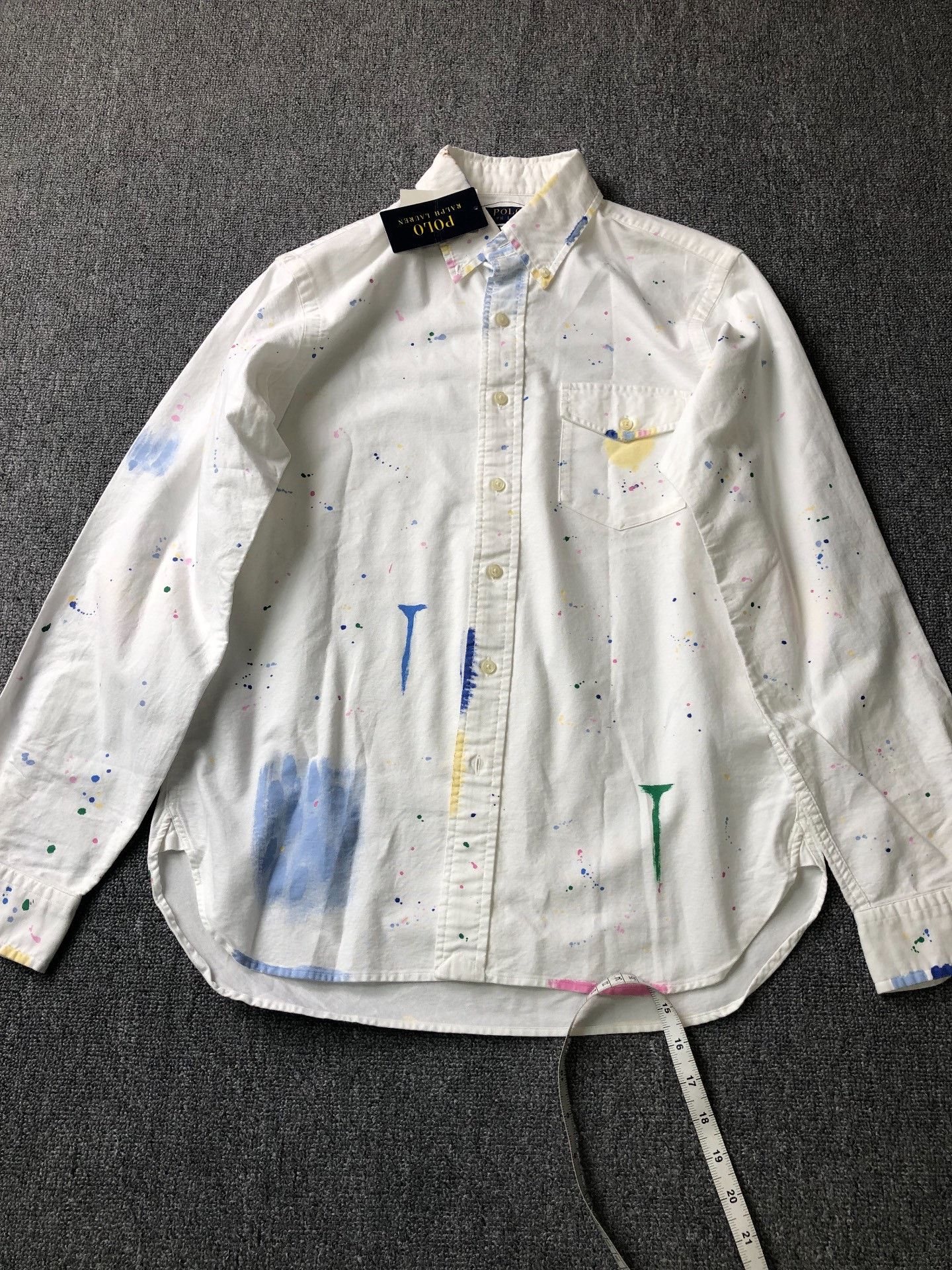 Polo Ralph Lauren Polo Ralph Lauren White Splatter Oxford Shirt Size US S / EU 44-46 / 1 - 1 Thumbnail