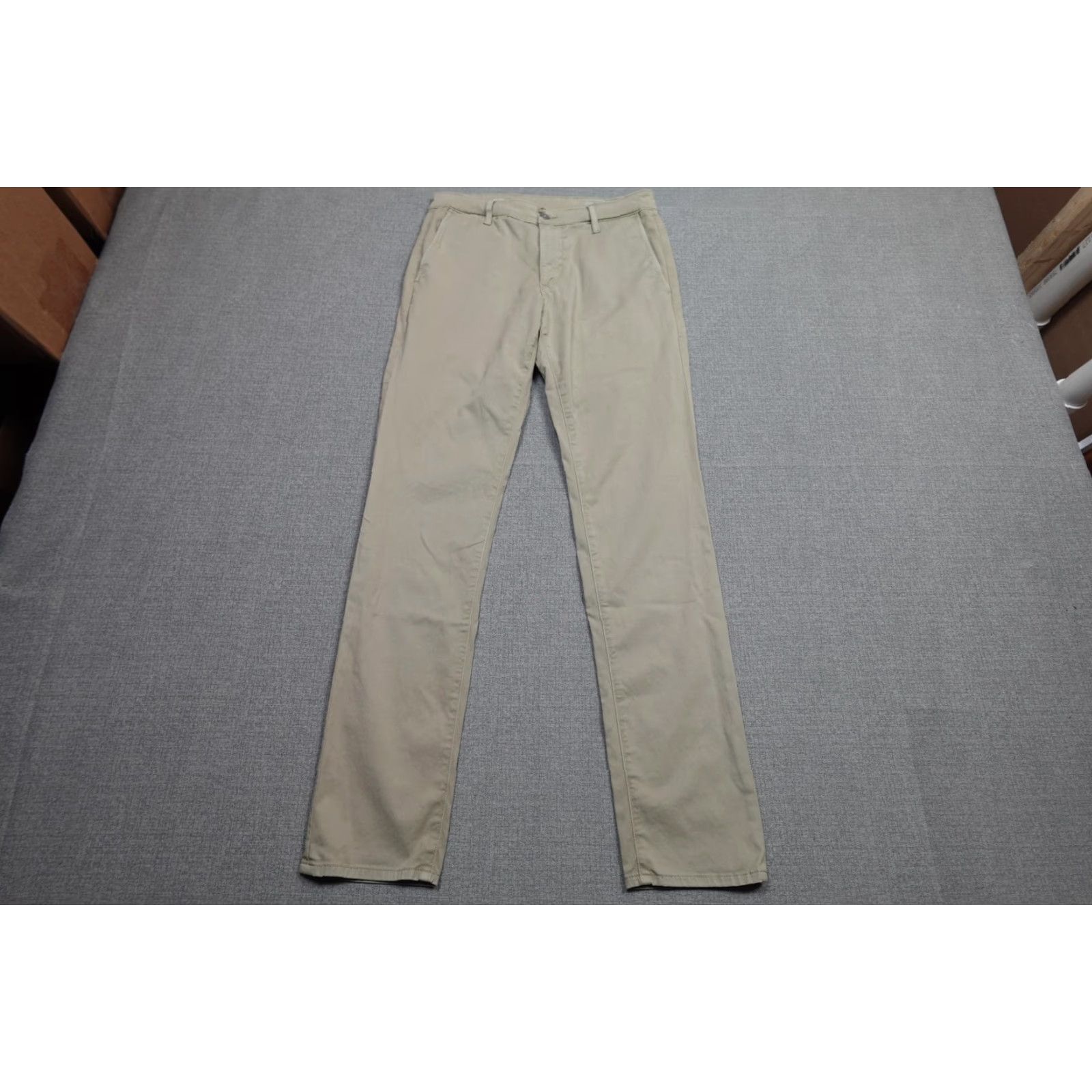 Vintage AG Adriano Goldschmied Marshall Slim Trouser Pants Mens 30x34 Beige Slim Chino Pants Mens Slim Tapered Flat Front Front Zip Pockets Mock Back P, Beige Size US 30 / EU 46 - 3 Thumbnail
