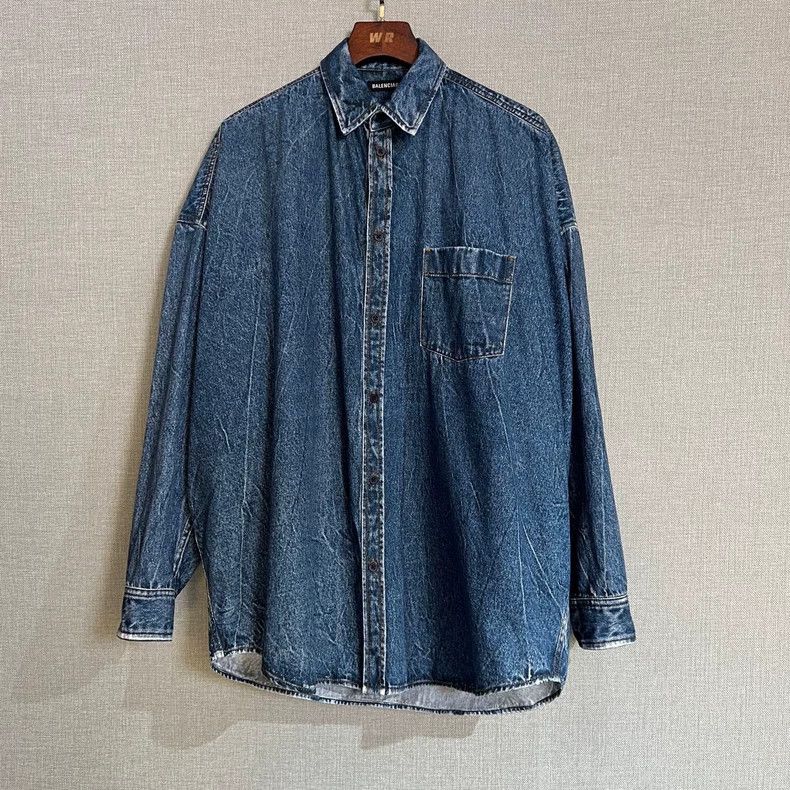 Balenciaga Denim print silhouette shirt 2503-Nextarrow