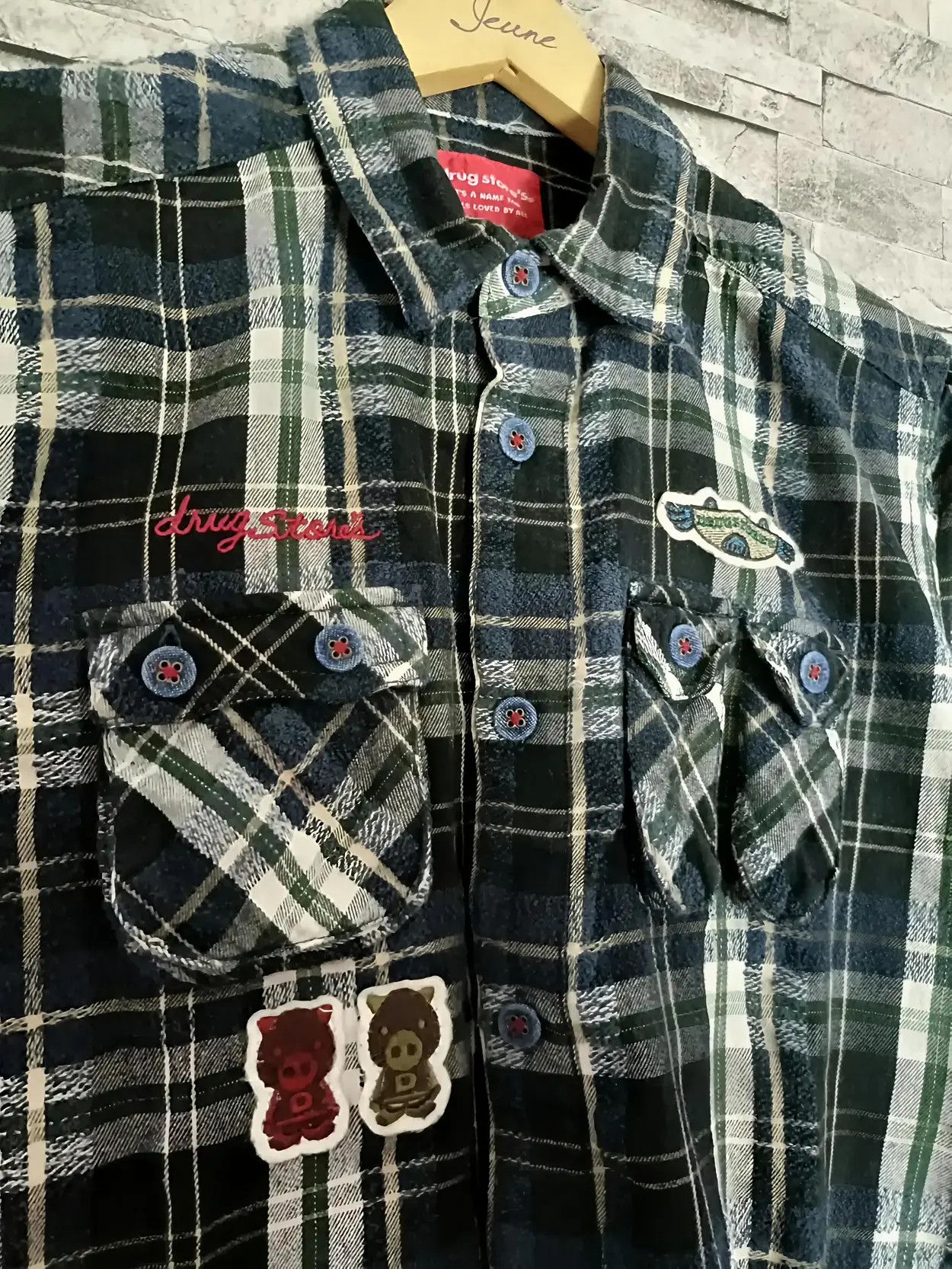 Japanese Brand Drug store's multi pockets plaid flannel shirt Size US L / EU 52-54 / 3 - 3 Thumbnail