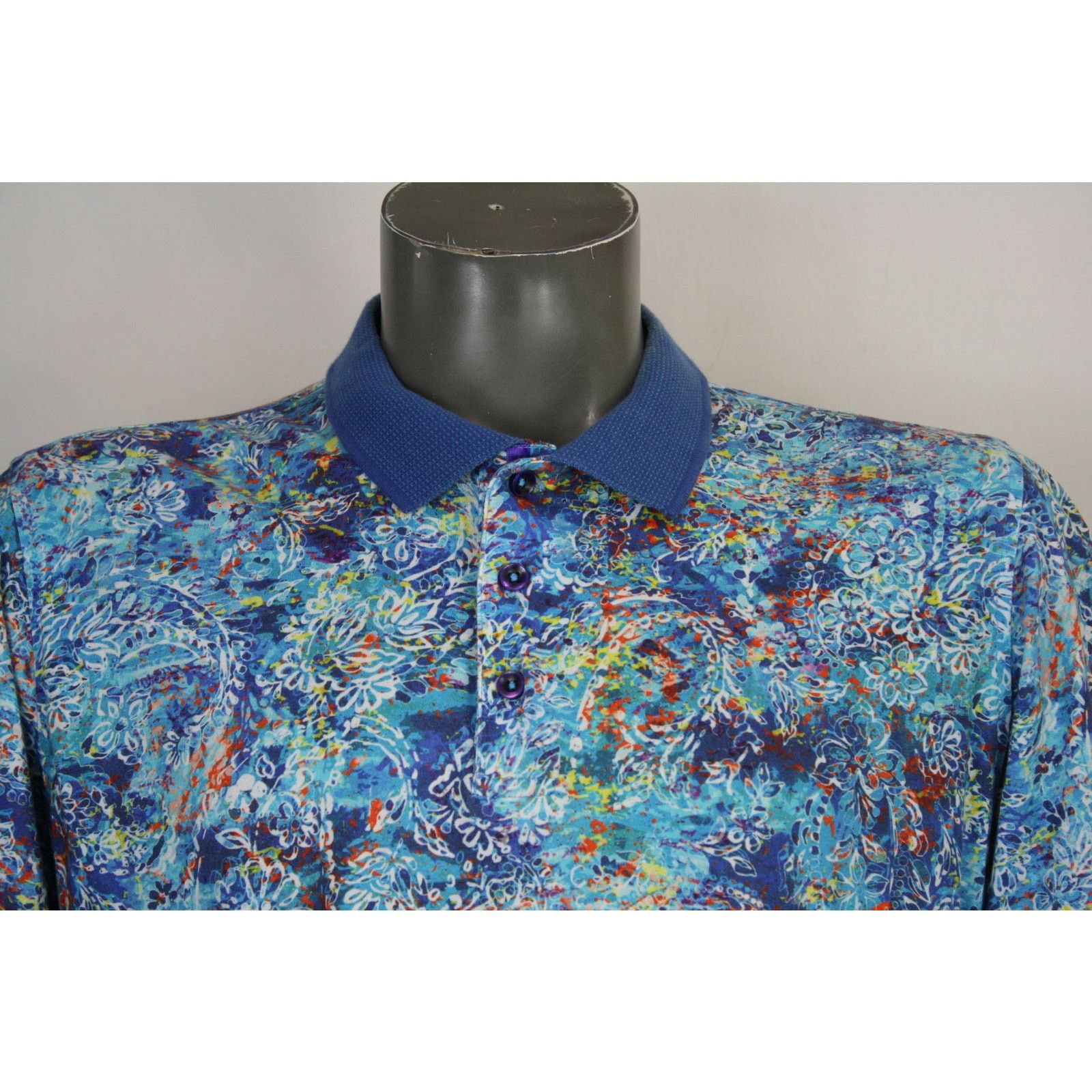 Robert Graham Robert Graham Polo Shirt Mens M Blue Abstract Floral Print Size US M / EU 48-50 / 2 - 2 Thumbnail