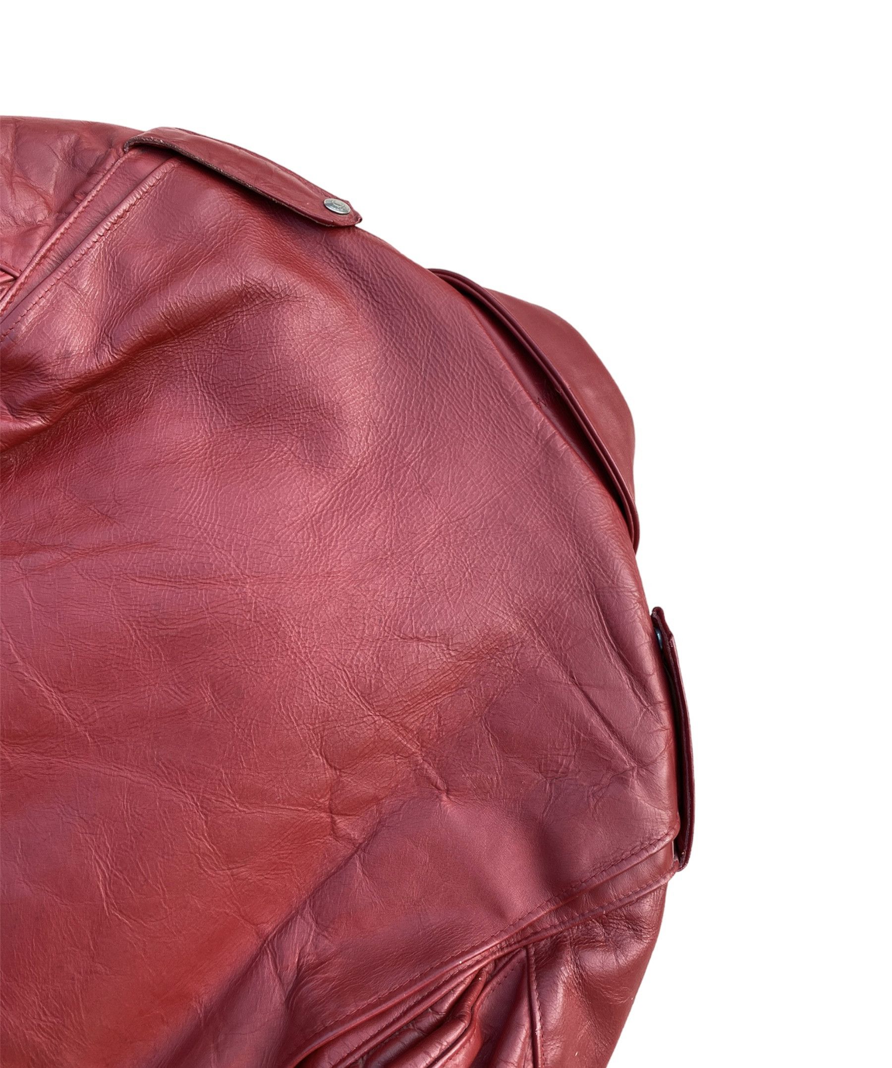 Schott Cropped Oversize Red Schott Perfecto Vintage Biker Jacket Size XL / US 12-14 / IT 48-50 - 11 Thumbnail