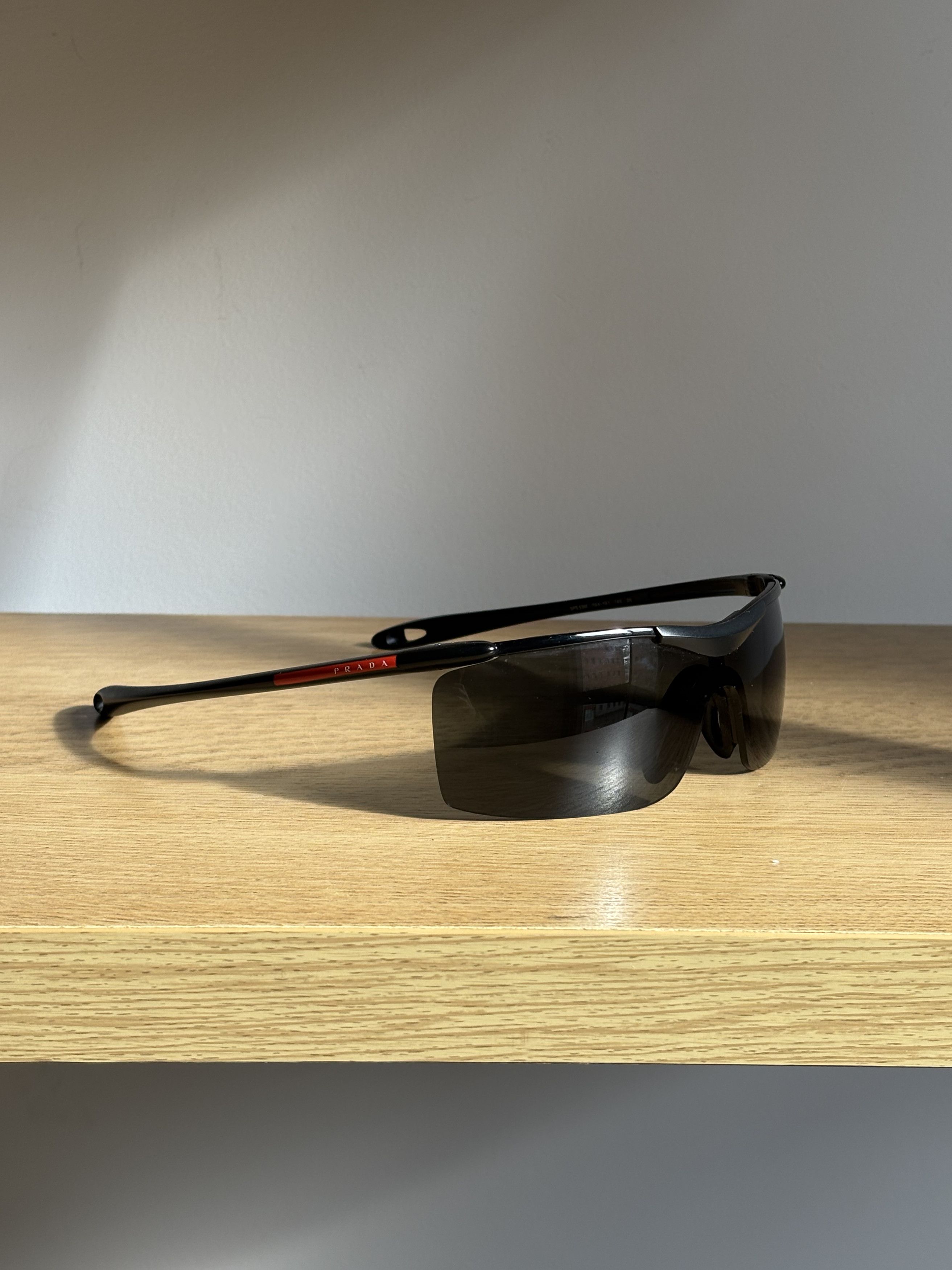 Prada × Vintage PRADA Sunglasses Rectangle Wrap Shield Metal Symbole RI920 Size ONE SIZE - 3 Thumbnail