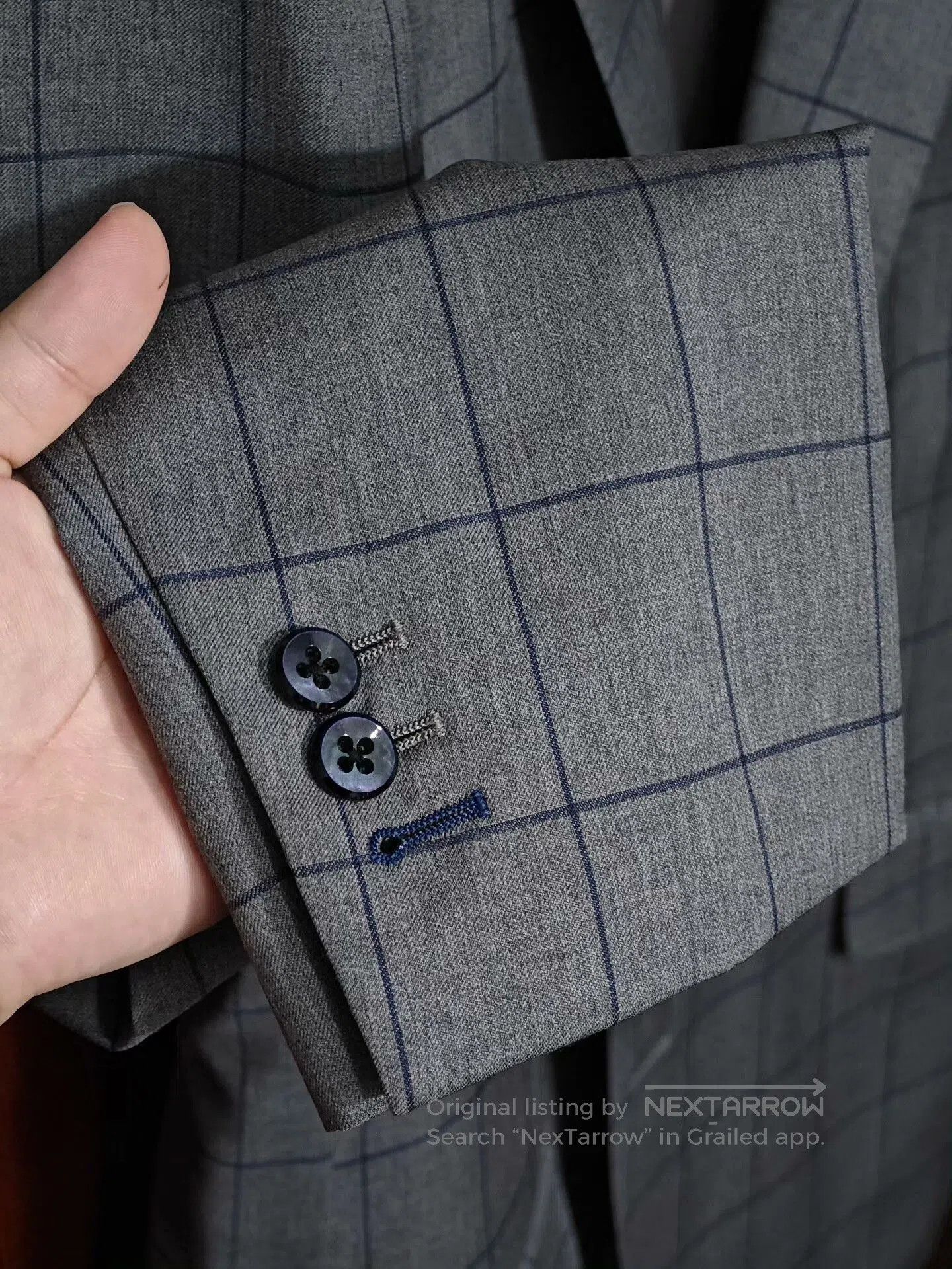 Japanese Brand Custom Italian Wool Suit with Blue Check. Size US M / EU 48-50 / 2 - 4 Thumbnail