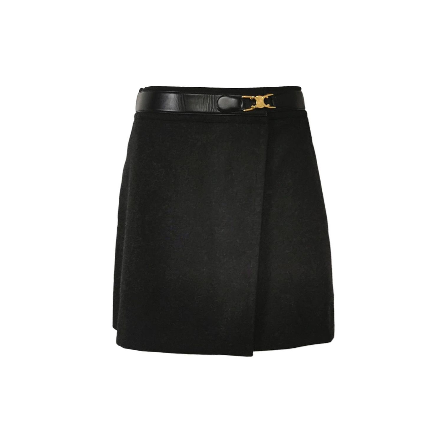 Celine Celine Triomphe Buckle Wool Mini Skirt Size 40 Size 27" / US 4 / IT 40 - 1 Thumbnail