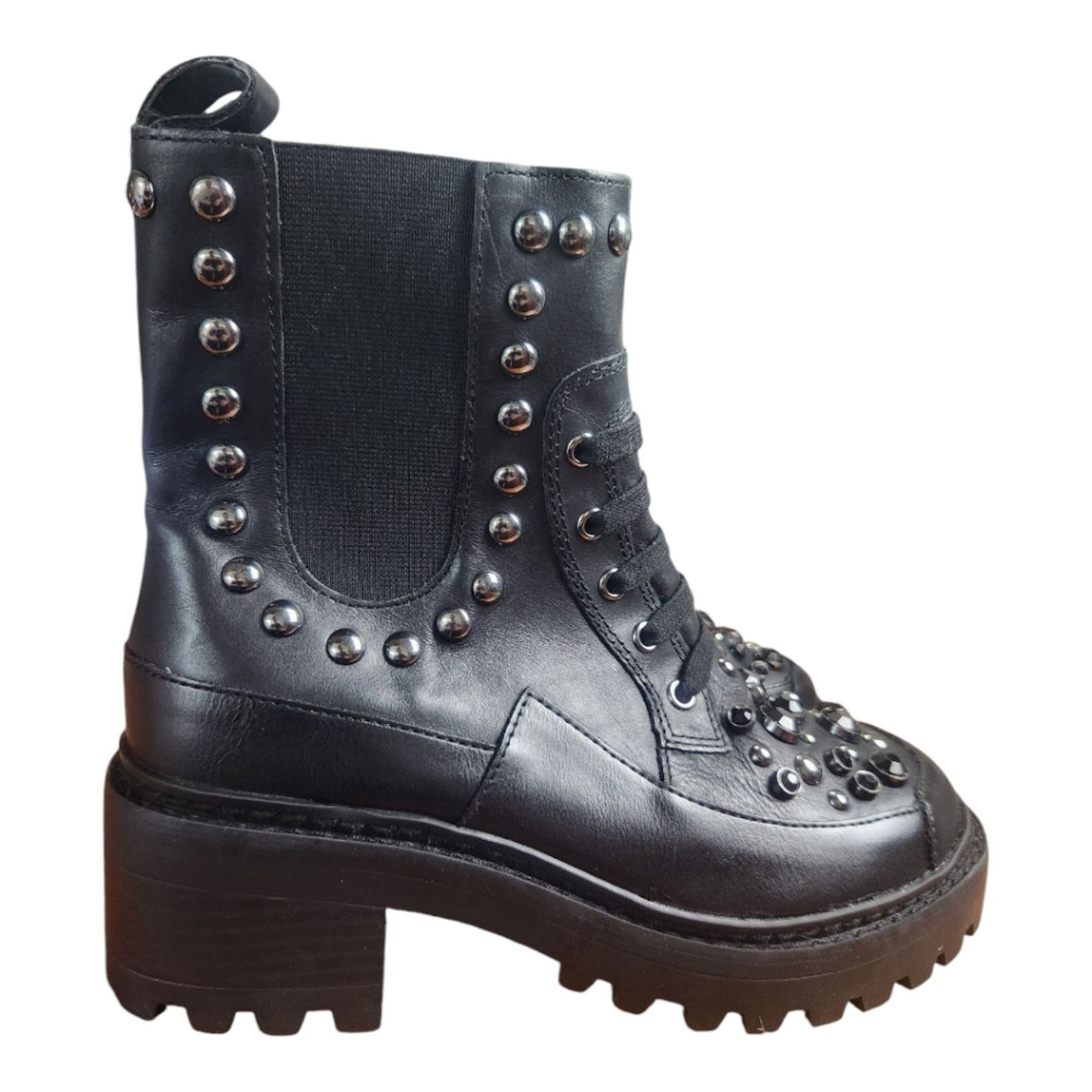 Karl Lagerfeld Karl Lagerfeld Breck Studded Leather Boots Chunky Black Sz 6 Size US 6 / IT 36 - 4 Thumbnail
