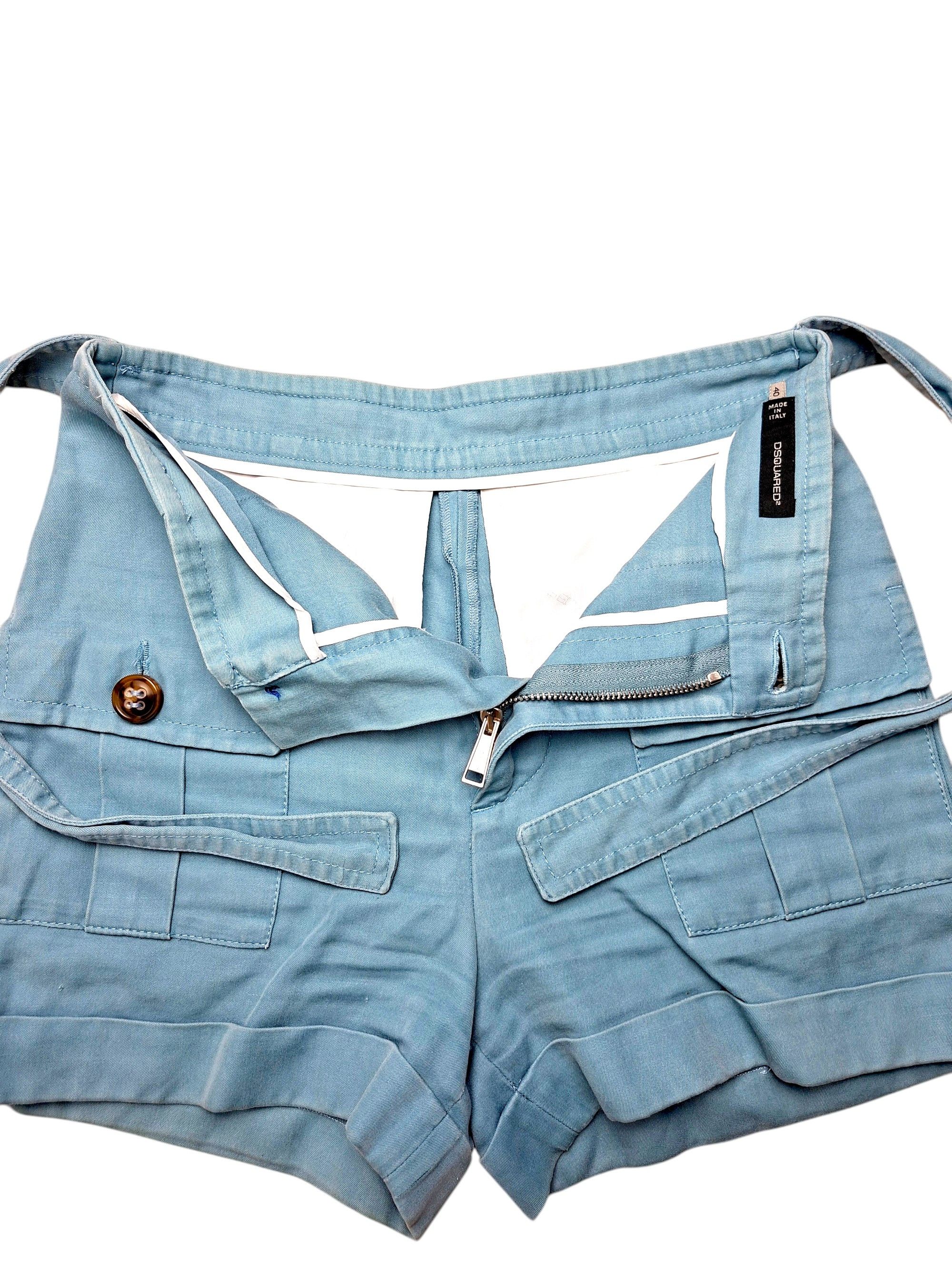 Dsquared2 Dsquared2 High-Waist Safari Cargo Shorts | Dusty Blue Size 27" / US 4 / IT 40 - 4 Thumbnail