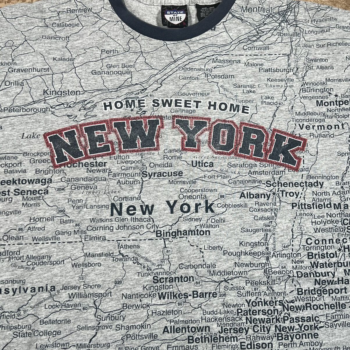 Vintage Vintage New York State Map All Over Print Tshirt Size US L / EU 52-54 / 3 - 3 Thumbnail