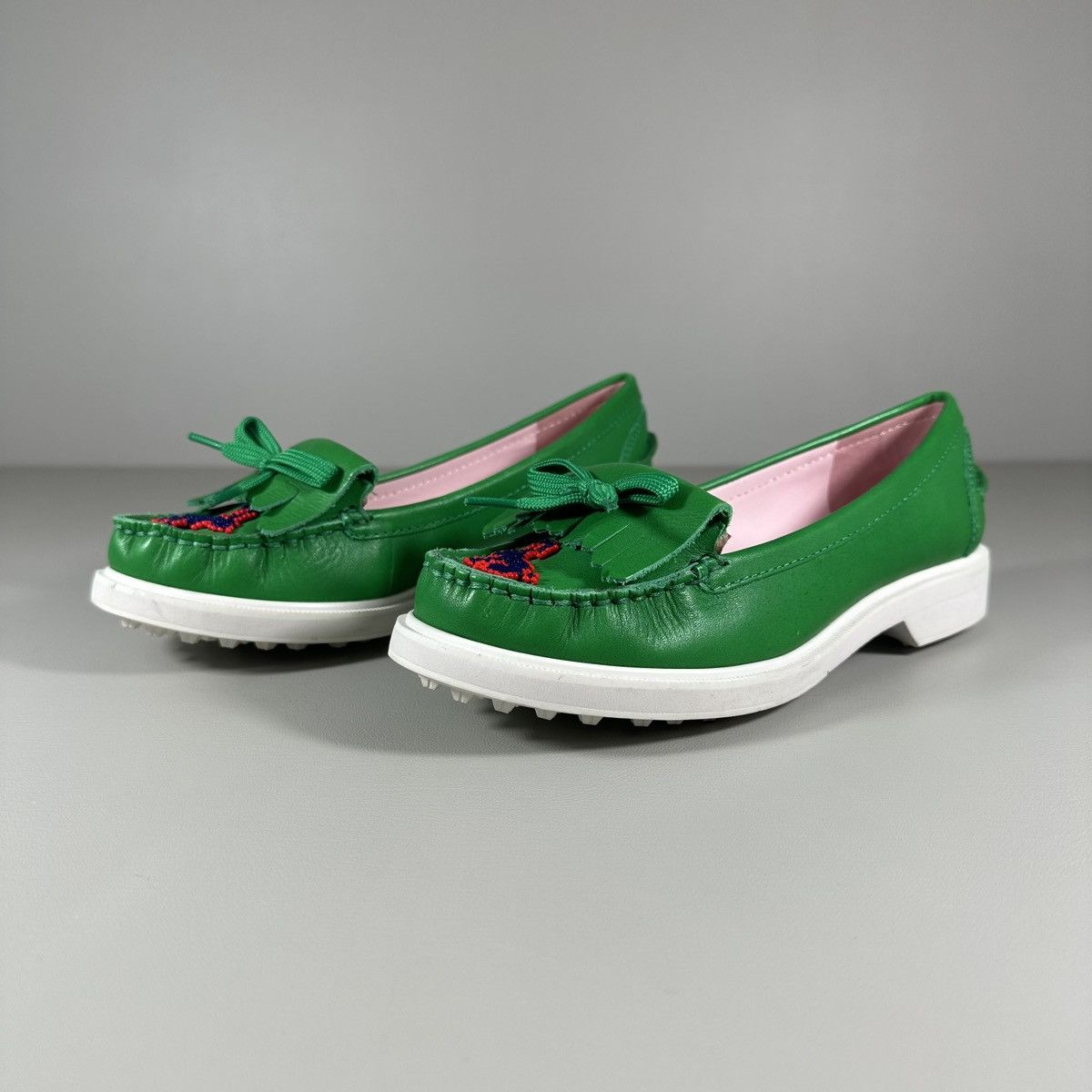 Tory Burch Tory Burch Sport Beaded Rabbit Court Green Mocs Size US 5.5 / IT 35.5 - 2 Thumbnail