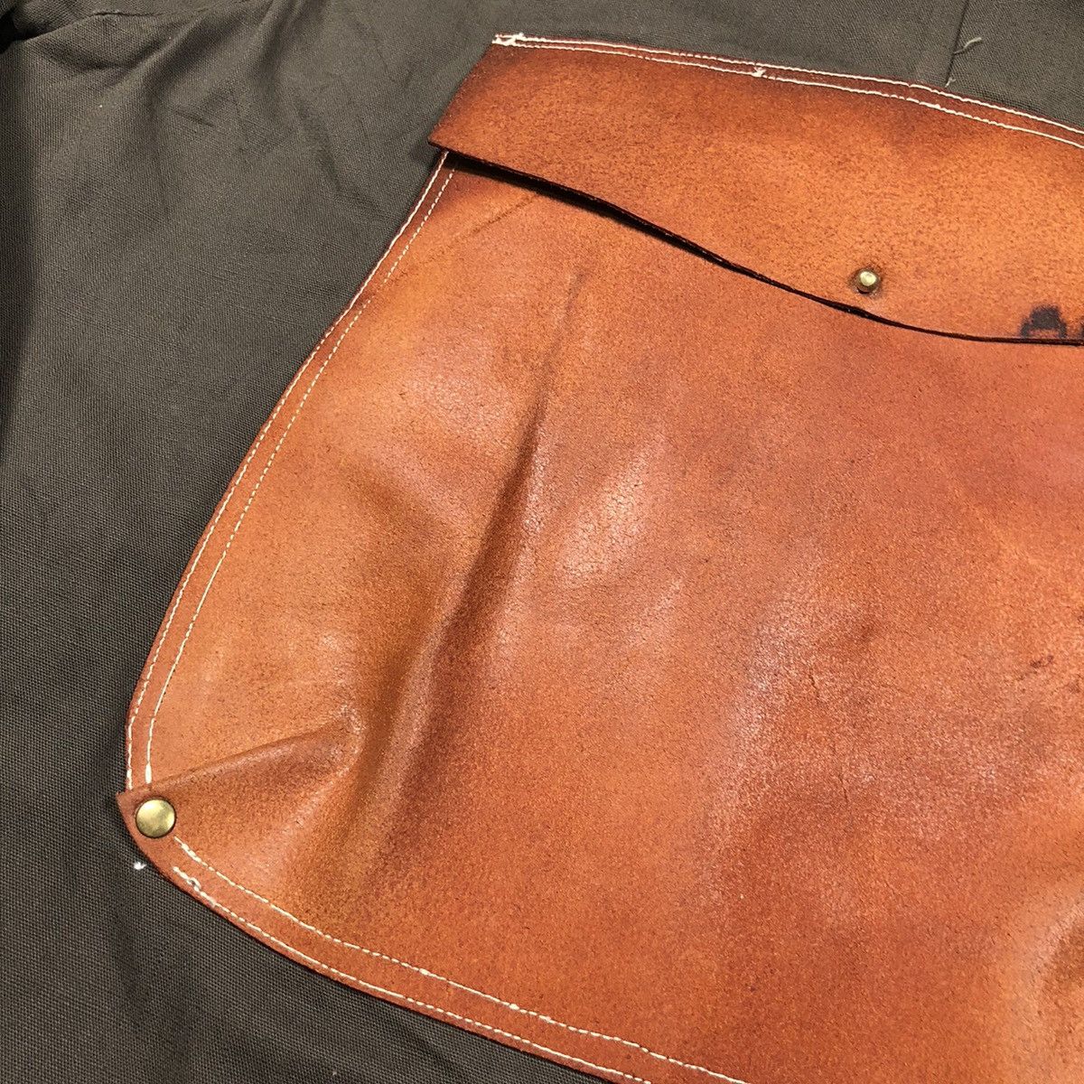 Japanese Brand × Vintage Sun Faded Unknown Smock Cotton Canvas With Leather Pocket Size US S / EU 44-46 / 1 - 4 Thumbnail