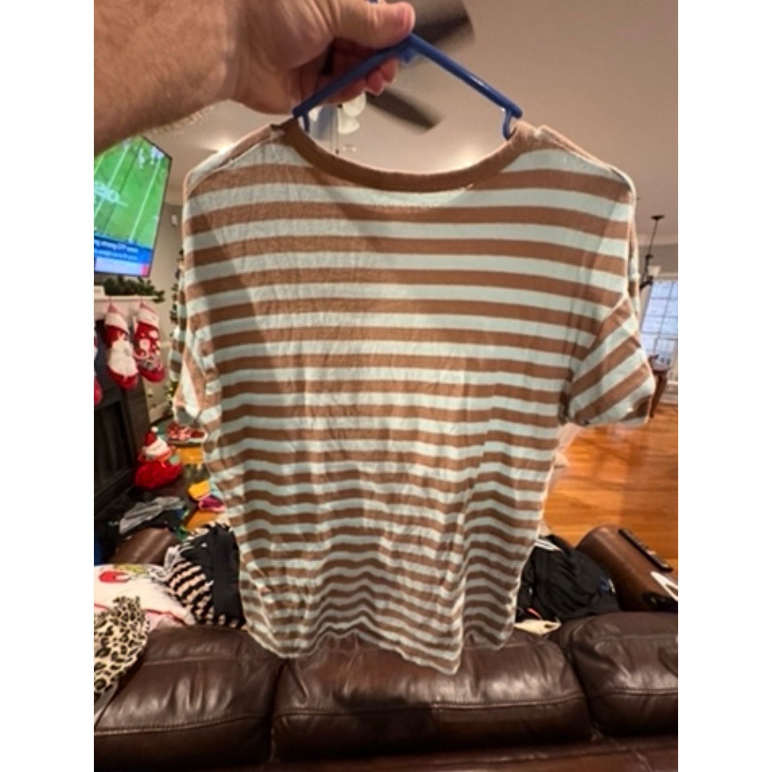 American Eagle Outfitters American Eagle Women’s Striped T-Shirt XS Brown Blue Size XS / US 0-2 / IT 36-38 - 4 Thumbnail