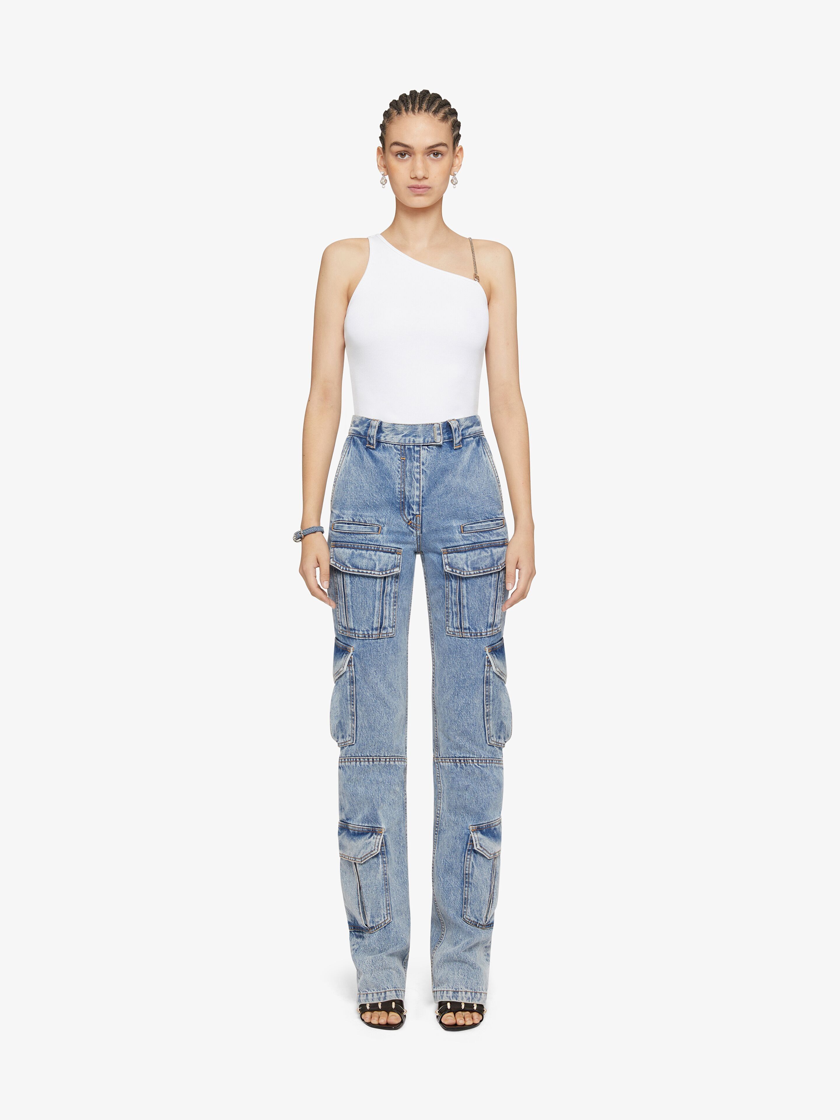 Givenchy o1y0925 Cargo Denim Pant in Blue Size 26" / US 2 / IT 38 - 5 Thumbnail