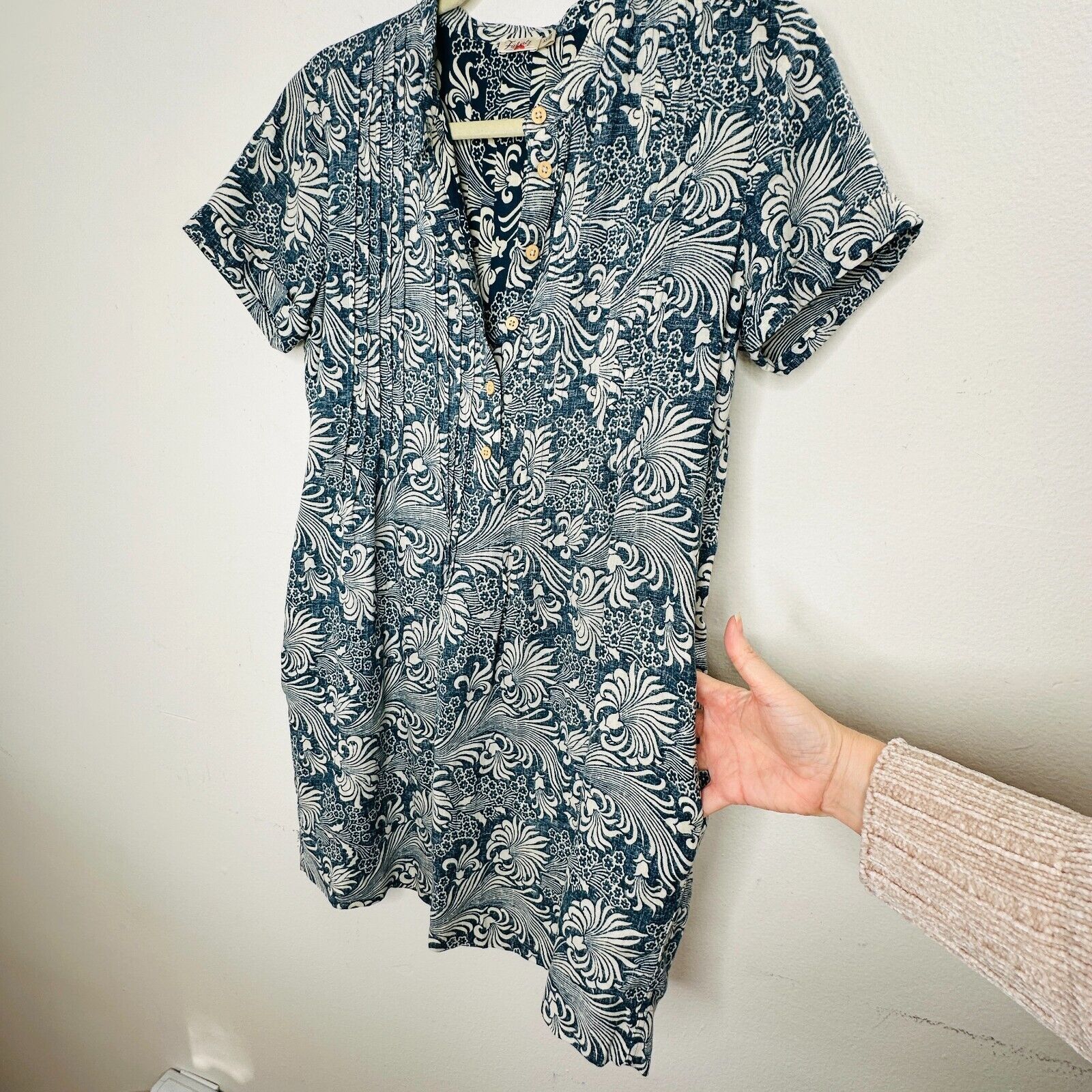 Faherty Faherty Hawaiian Print Gemina Tunic Dress VNeck Short Sleeve Size XS / US 0-2 / IT 36-38 - 10 Thumbnail