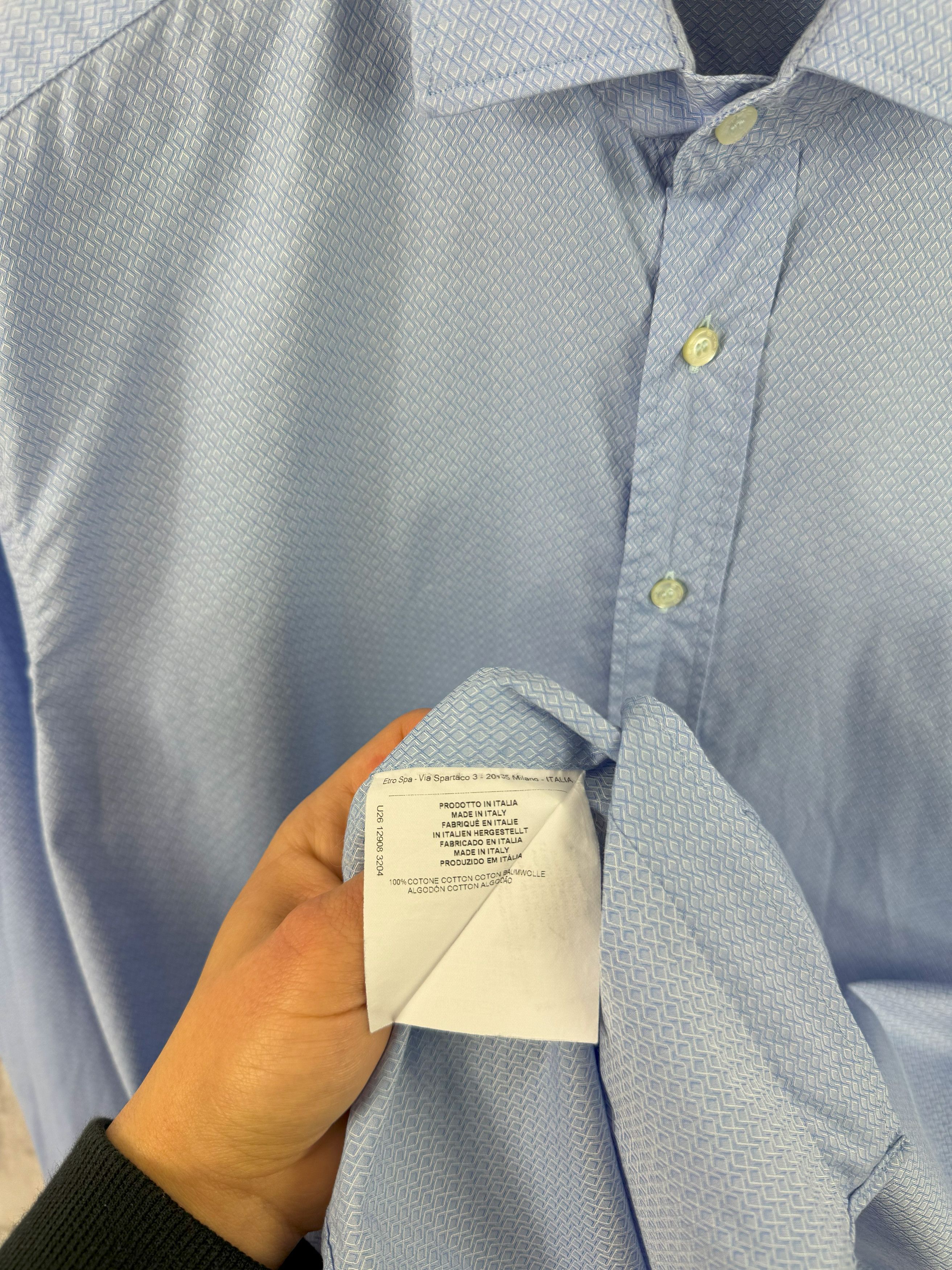 Etro Etro Pattern Clasic Blue Shirt Made In Italy Size 42 Size US L / EU 52-54 / 3 - 10 Thumbnail