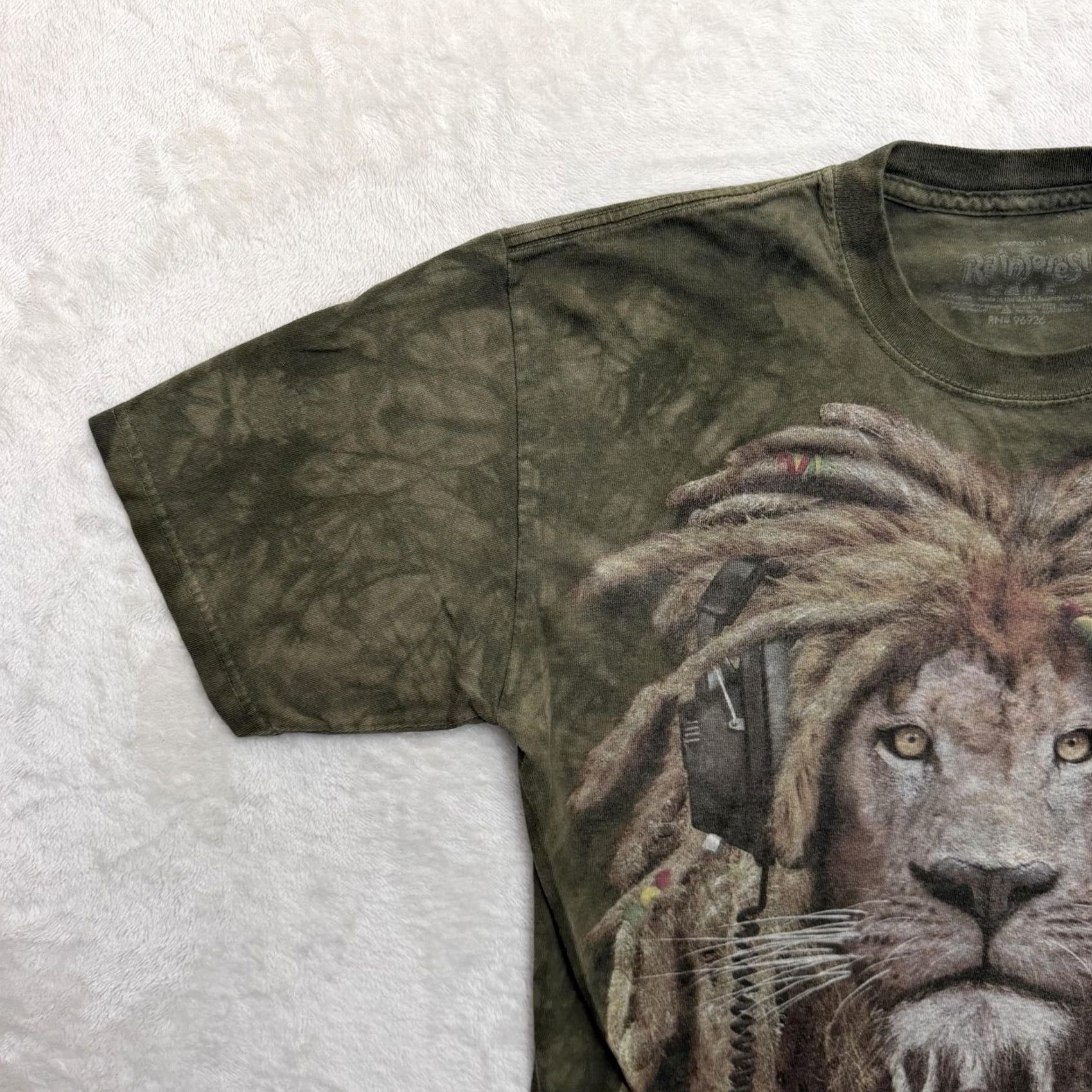 Vintage Rainforest Cafe Shirt Mens Medium Green Tie Dye Lion Rasta Graphic Tee Size US M / EU 48-50 / 2 - 7 Thumbnail