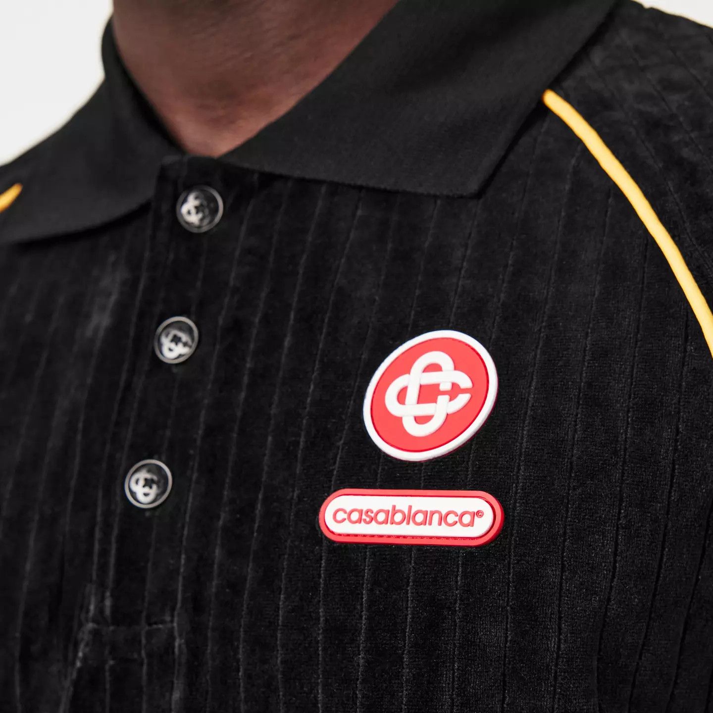 Casablanca o1g2r1mq0426 Velour Short Sleeve Polo Shirt in Black Size US L / EU 52-54 / 3 - 5 Thumbnail