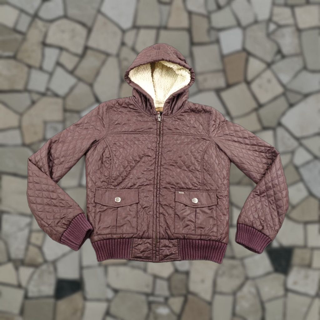 Obey OBEY Jacket Women’s Small Brown Quilted Puffer Sherpa Lined Coat Full Zip Y2K Size S / US 4 / IT 40 - 1 Thumbnail