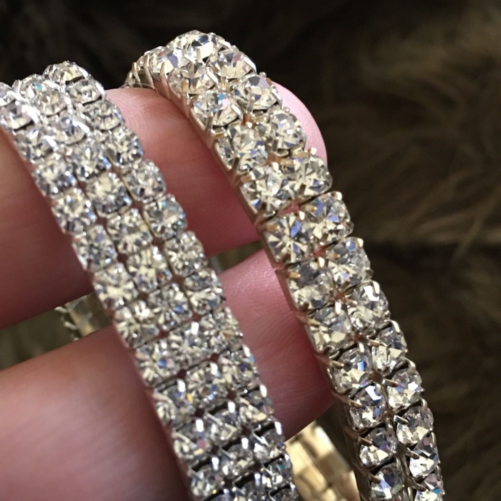 Vintage Vintage set of two rhinestone stretch bracelets Size ONE SIZE - 7 Thumbnail