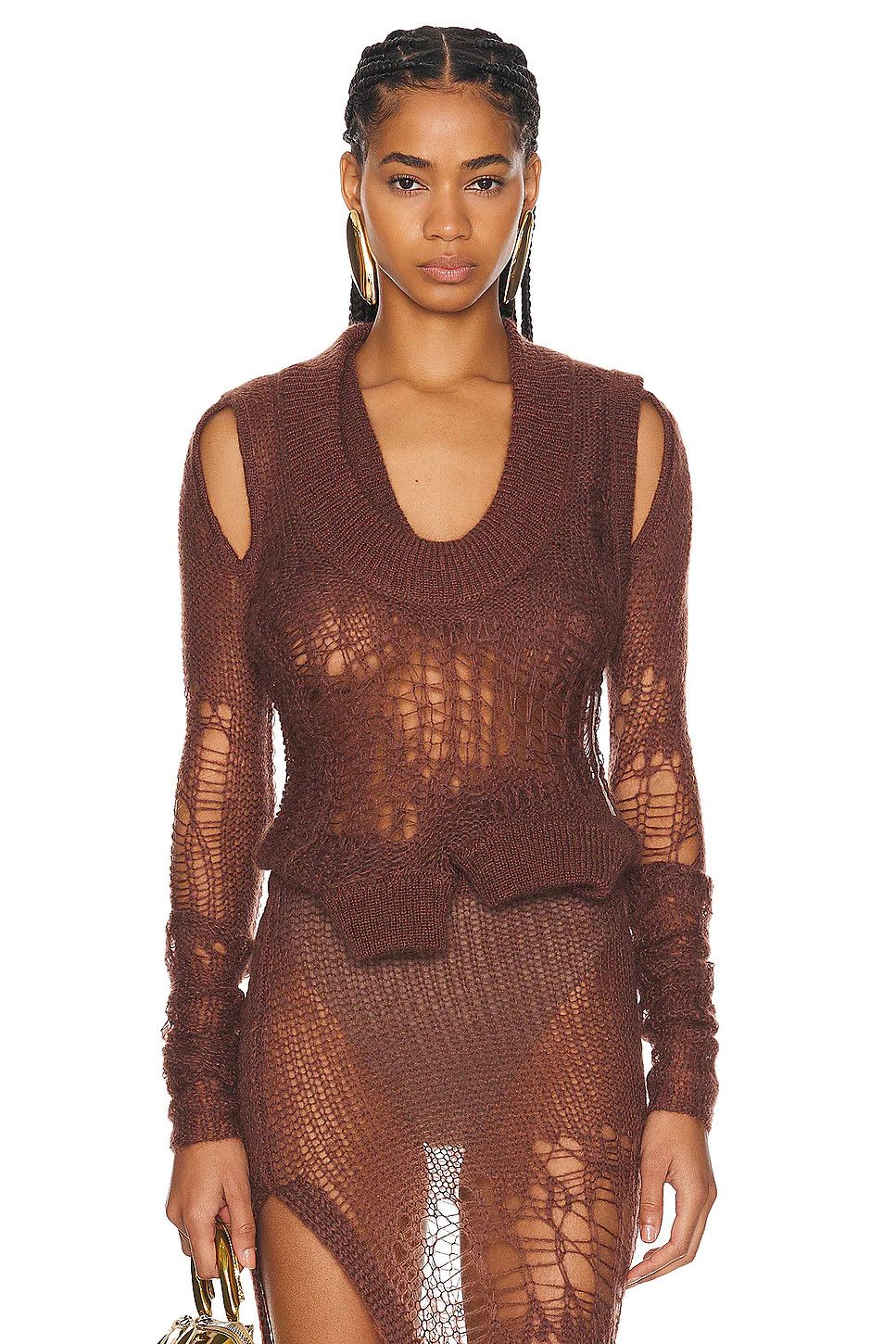 Rick Owens o1y0126 Crewneck Sweater in Brown Size S / US 4 / IT 40 - 1 Thumbnail