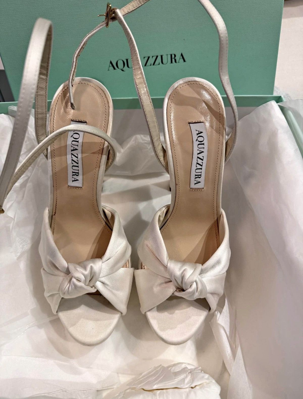 Aquazzura Aquazzura-Bridal White Satin Heels Size US 6 / IT 36 - 1 Thumbnail