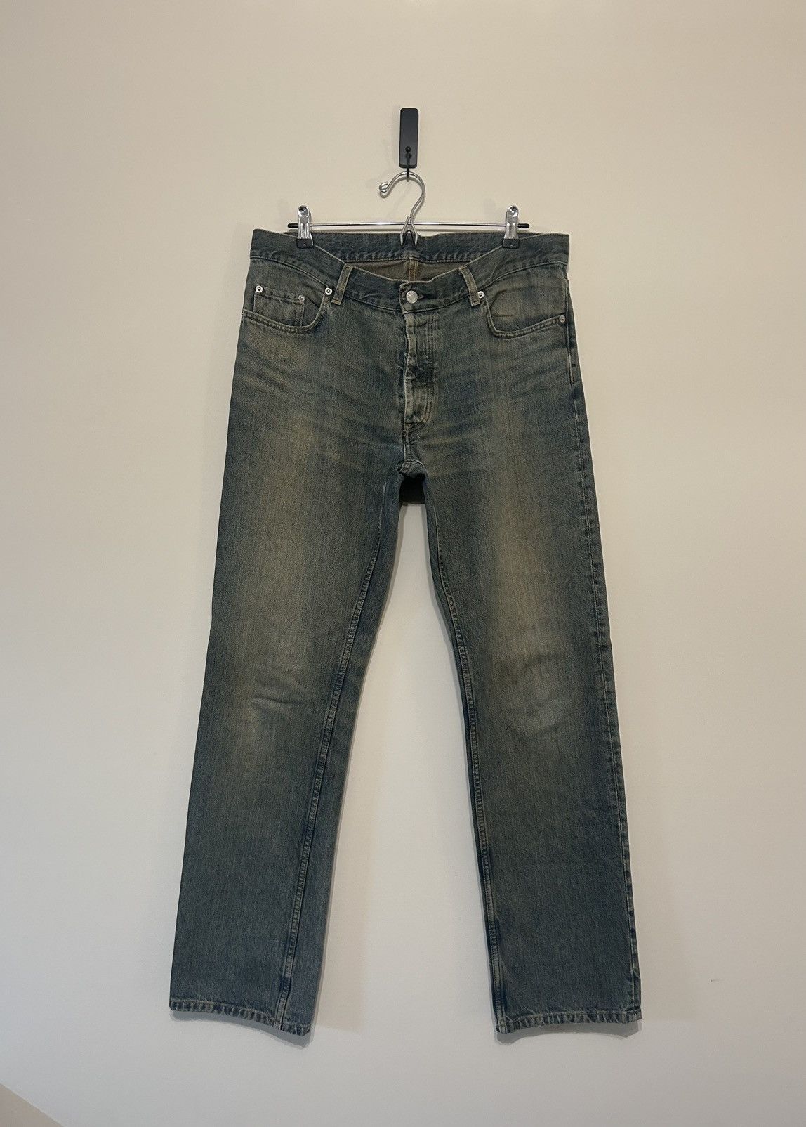 Helmut Lang A/W2000 Vintage Stained Boot Cut Denim | Grailed