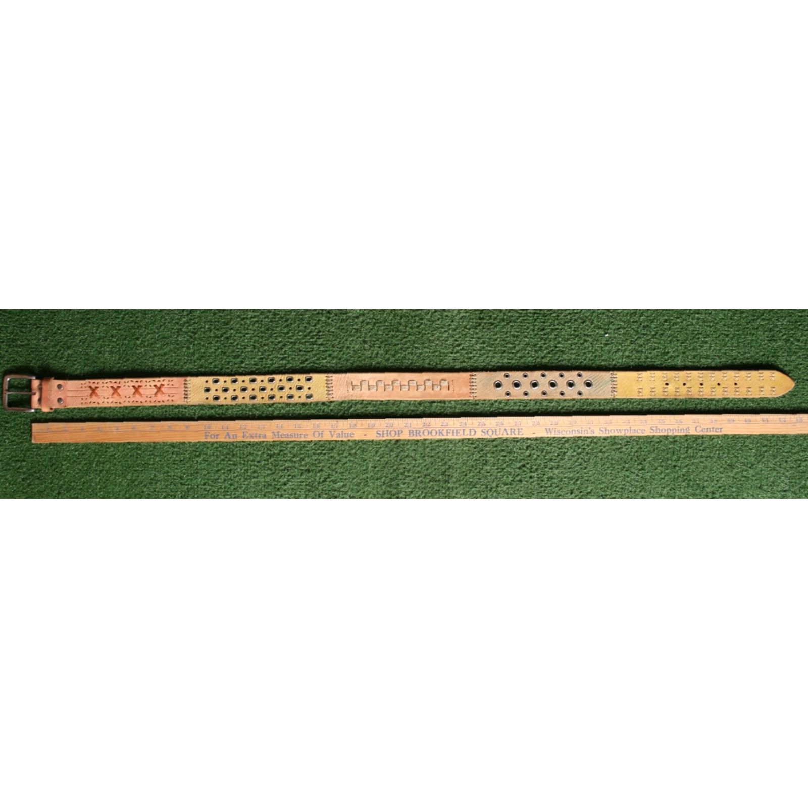 Fossil FOSSIL Belt Women's L Leather Multicolor Stitched Grommet Laser Cut Patchwork Sz. L Size ONE SIZE - 2 Thumbnail