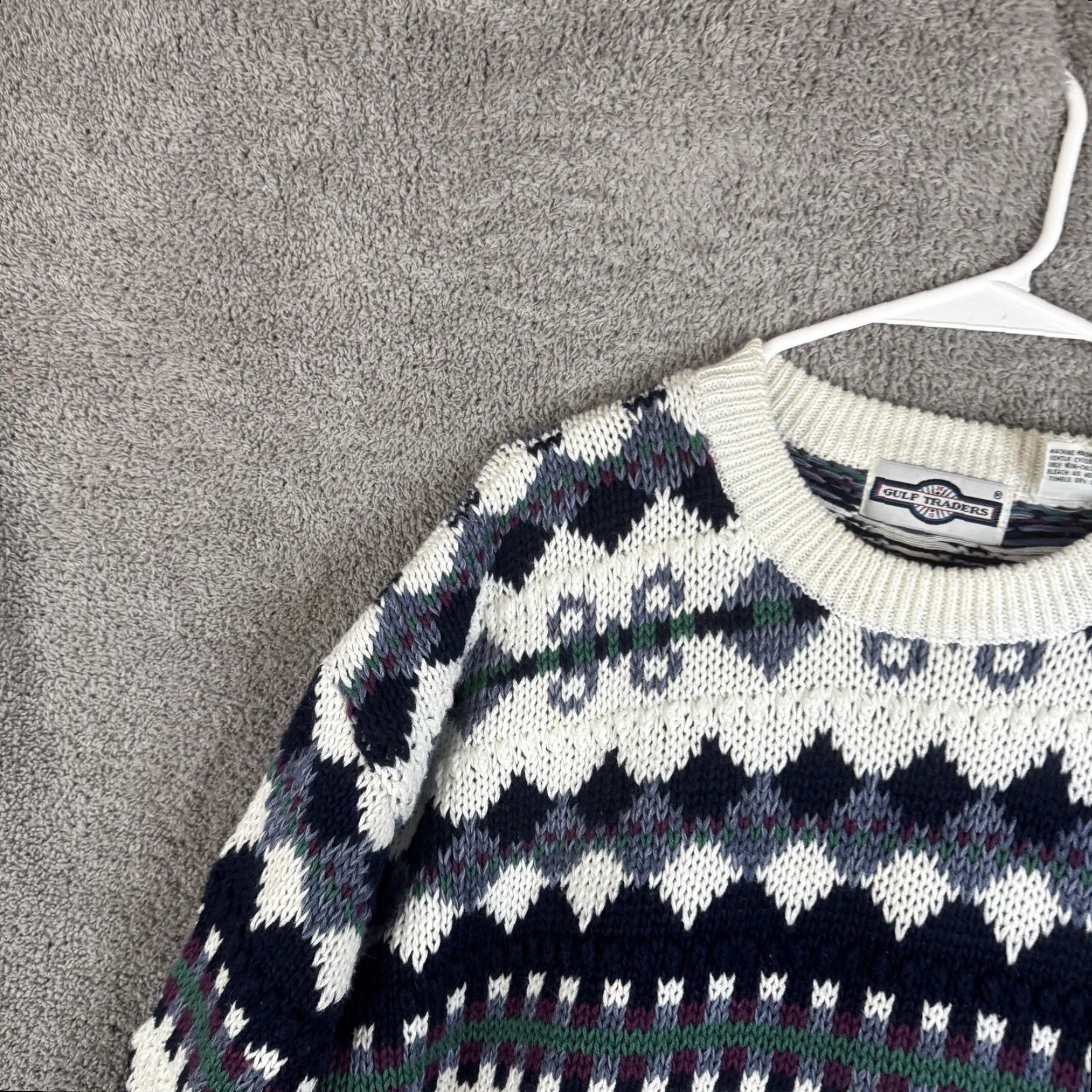 Vintage VINTAGE Gulf Traders Sweater Mens Large Navy Fair Isle Chunky Knit Hong Kong Size US L / EU 52-54 / 3 - 5 Thumbnail