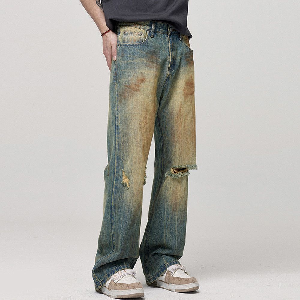 Japanese Brand × Jean Distressed American high street loose straight ripped jeans Size US 32 / EU 48 - 2 Thumbnail