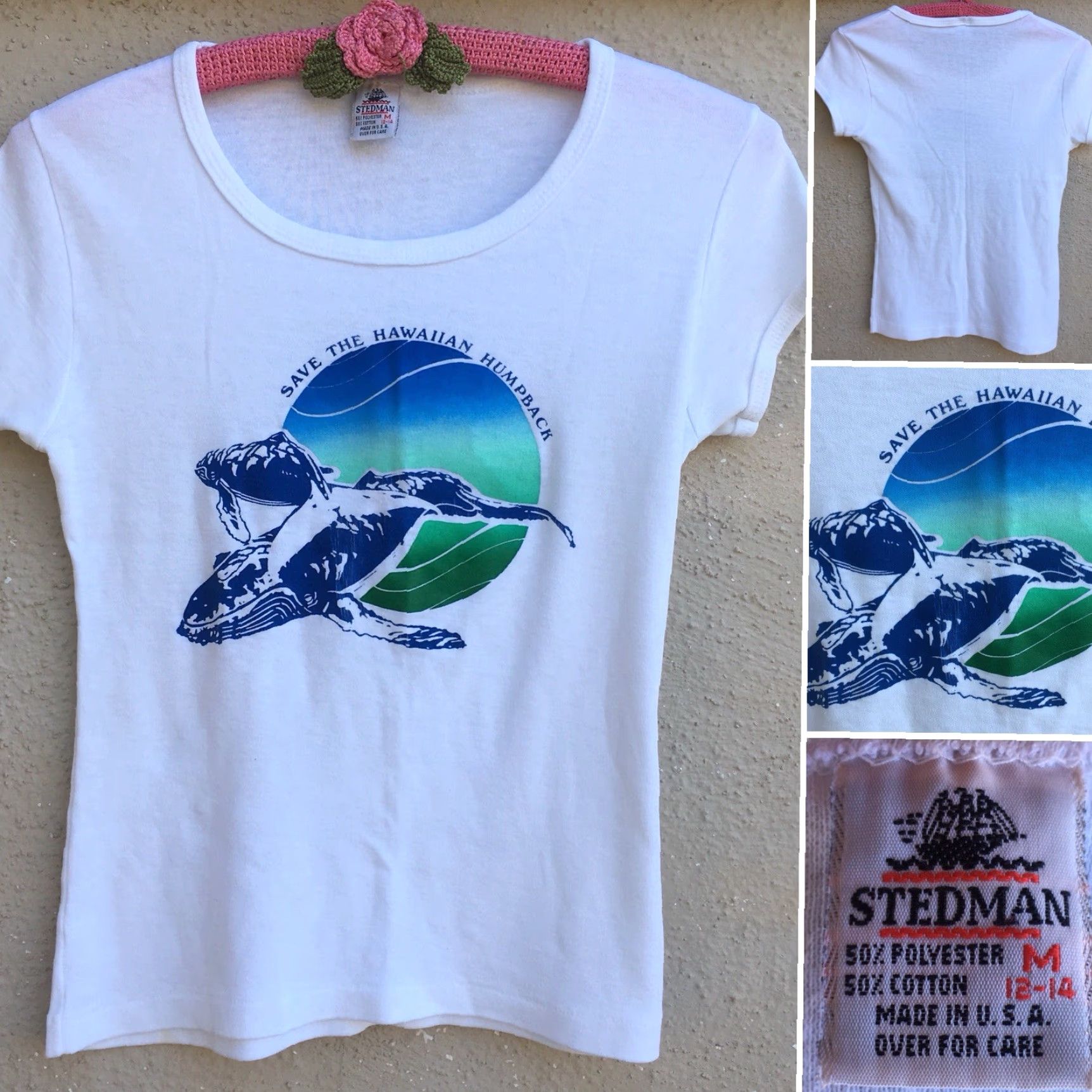 Vintage VINTAGE Stedman T-Shirt Hawaiian Humpback Whale Graphics White 1980s M Ladies Size M Casual Size M / US 6-8 / IT 42-44 - 3 Thumbnail