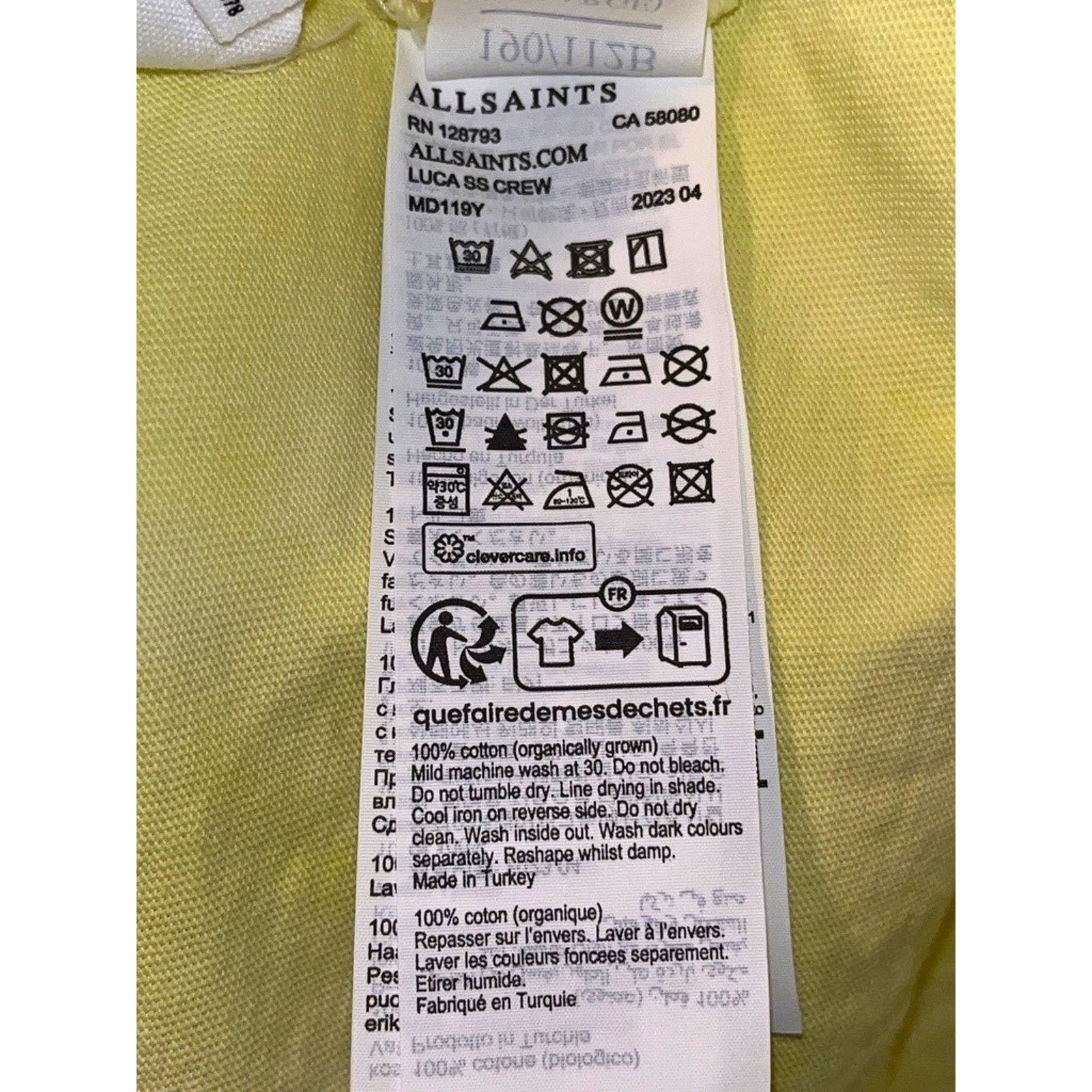 Allsaints ALLSAINTS Luca Oversized Tee XL Chartreuse Organic Cotton Size US XL / EU 56 / 4 - 6 Thumbnail