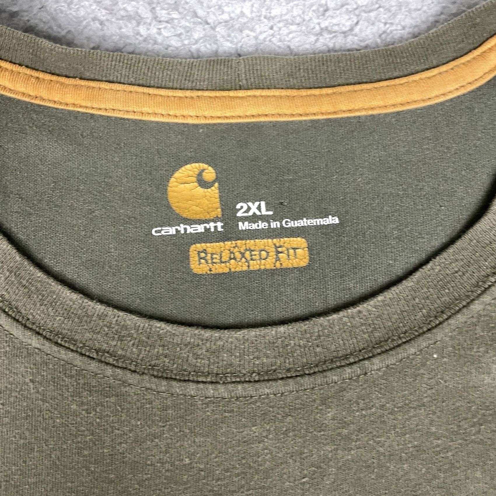 Carhartt VINTAGE Carhartt Pocket T-Shirt Mens 2XL Green Distressed 90s Thrashed Painted Logo Short Sleeve Crew Neck Casual Shirt Size US XXL / EU 58 / 5 - 4 Thumbnail