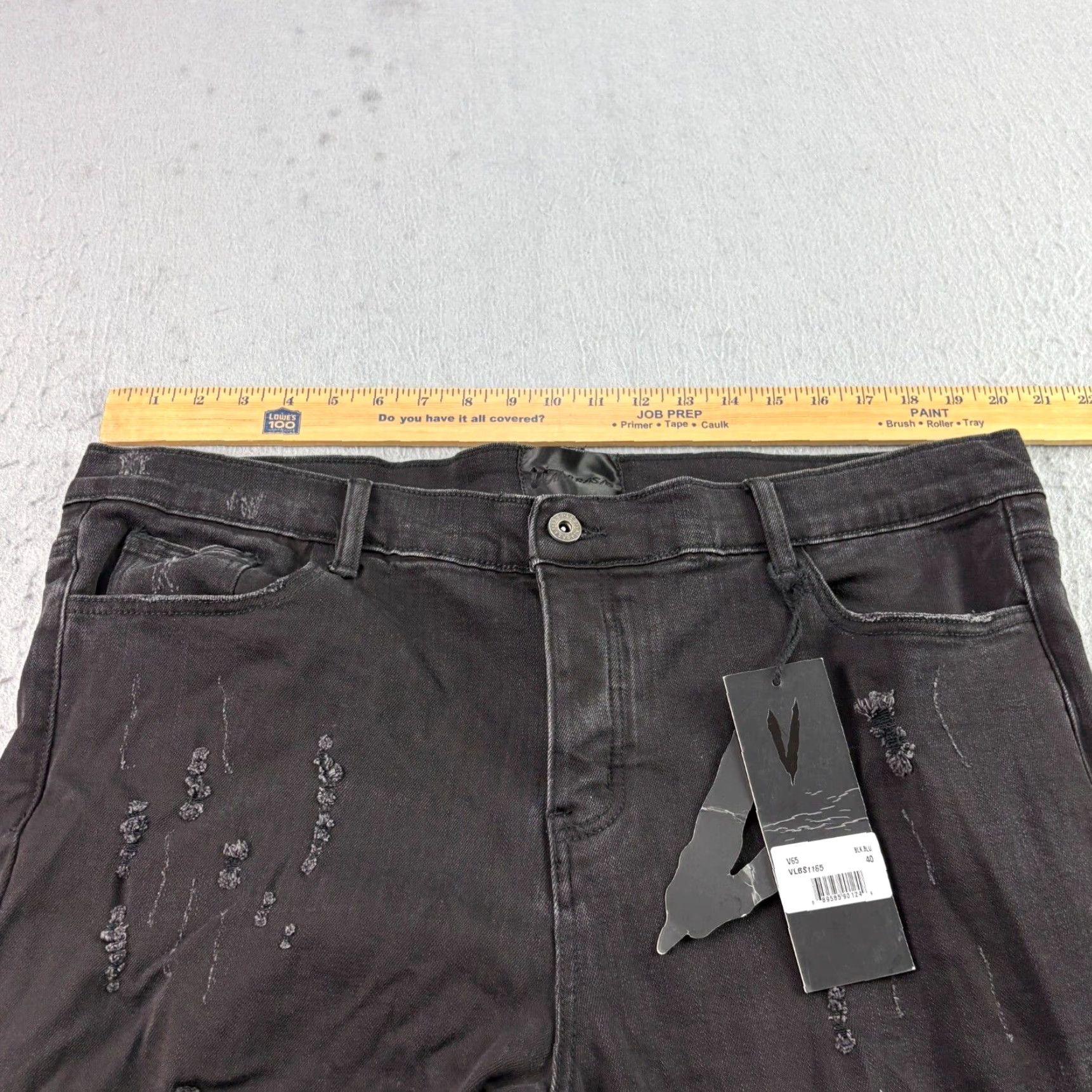 Valabasas Jeans Mens 40x32 Black Distressed Slim Fit Denim Hip Hop NEW