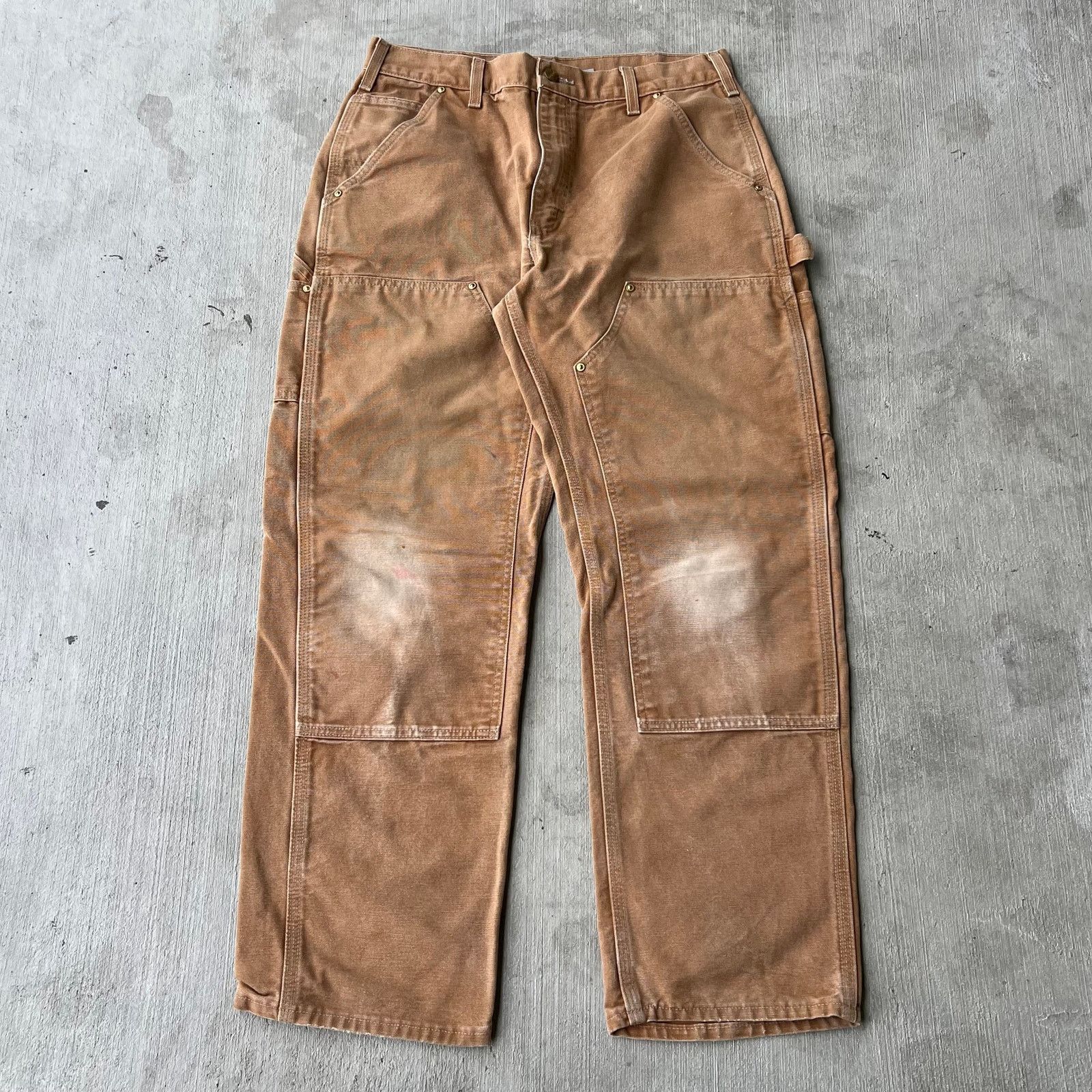 Carhartt × Vintage Carhartt brown faded double knee work wear carpenter pants Size US 31 - 1 Thumbnail