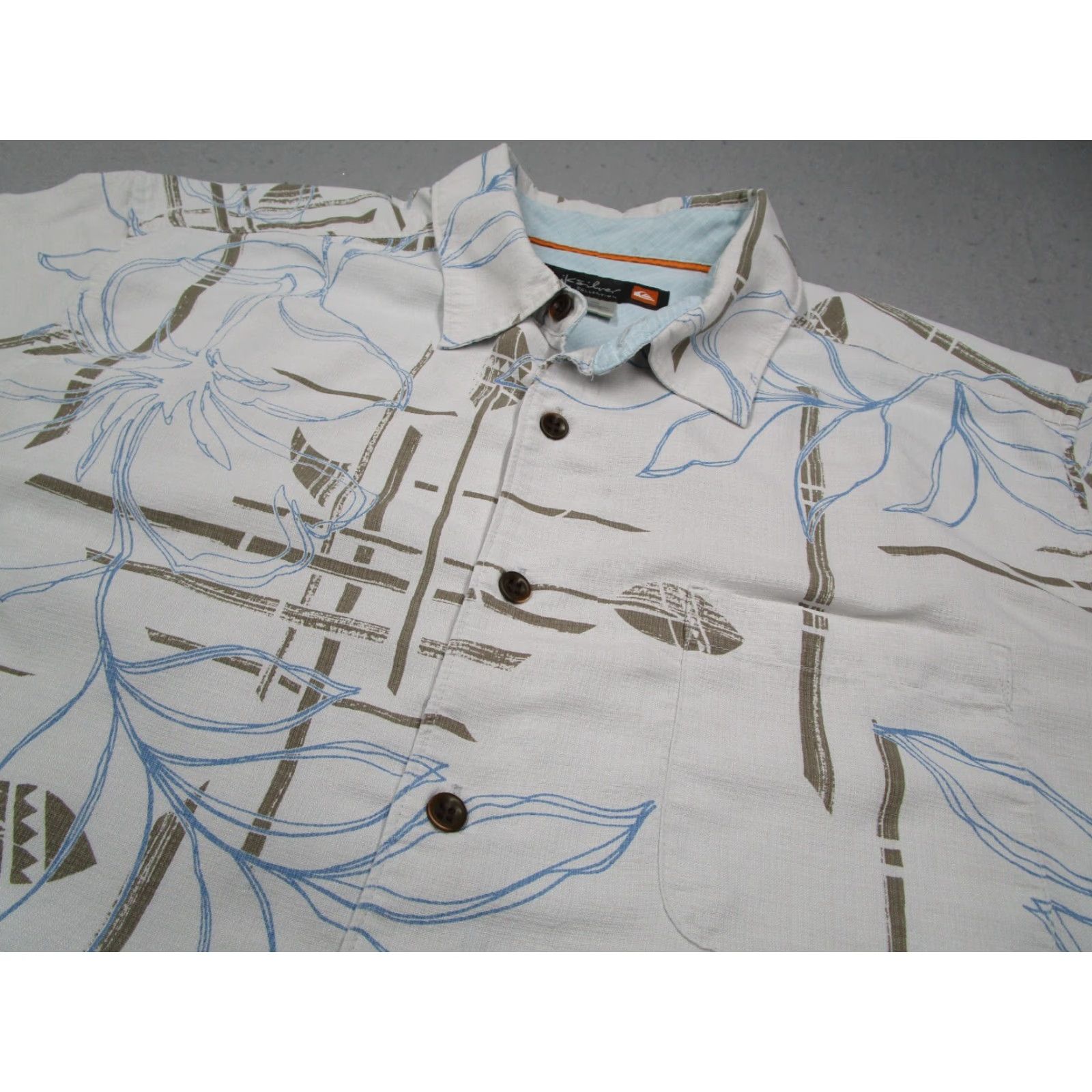 Quiksilver Quiksilver Waterman Shirt Large White Floral Button Up Hawaiian Tiki Mens Size US L / EU 52-54 / 3 - 2 Thumbnail