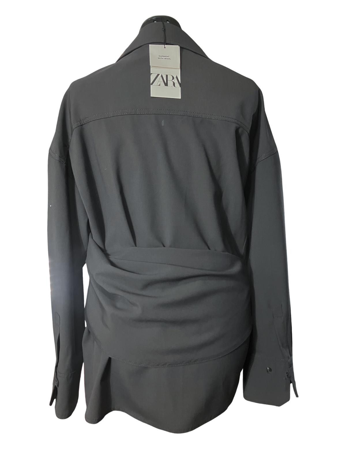 Zara ZARA Gray Wrap-Style Long Sleeve Shirt Size M / US 6-8 / IT 42-44 - 3 Thumbnail