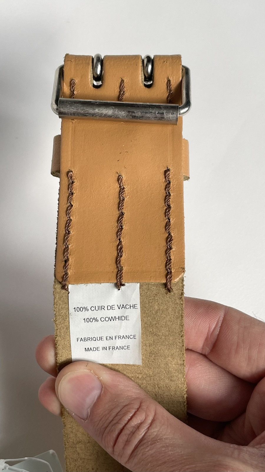 Comme des Garcons ‘Script Print’ Tan Leather Belt Size 32 - 6 Thumbnail