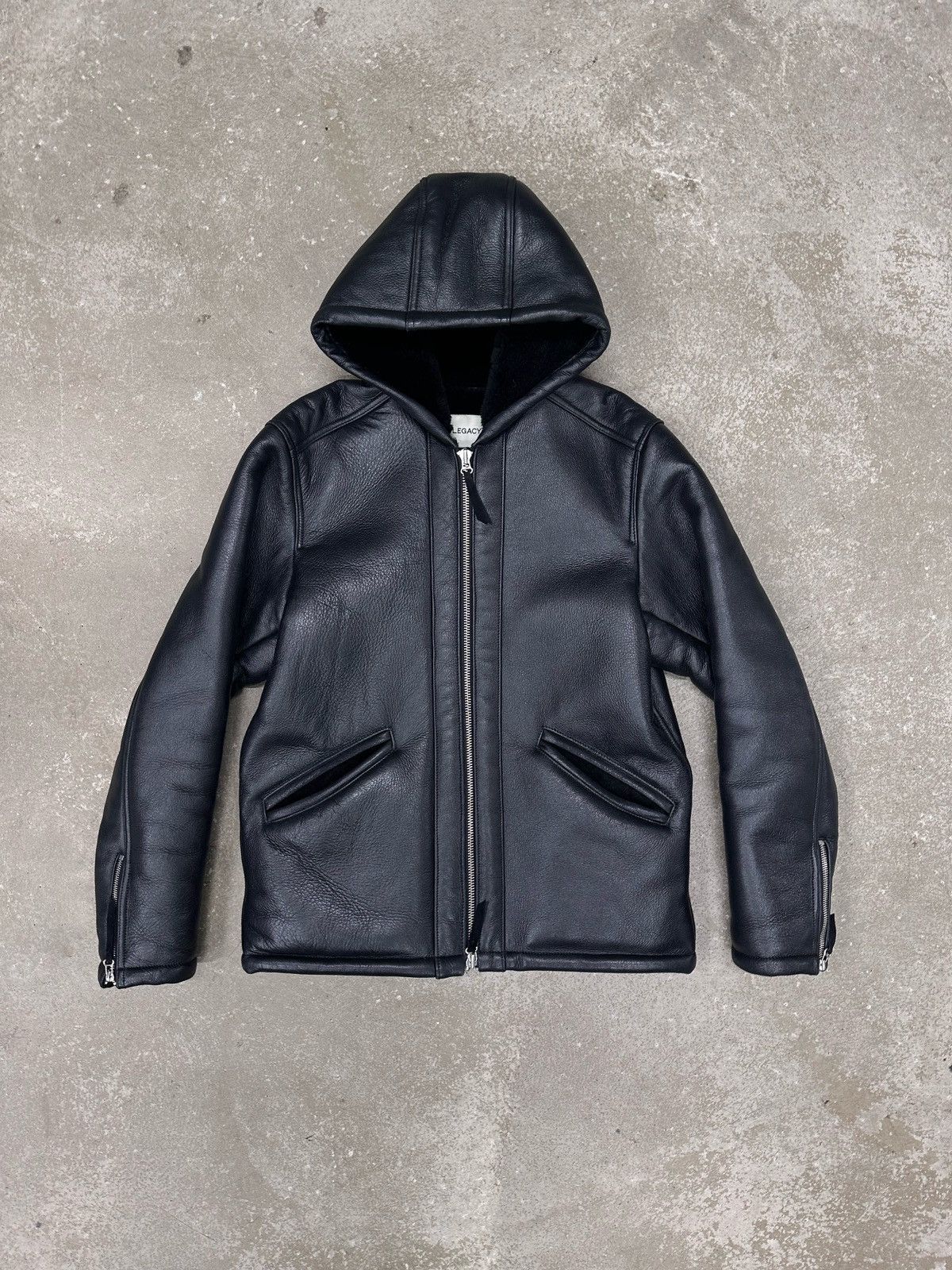 image of Aw14 Our Legacy Black Shearling Leather Jacket, Men's (Size Medium)